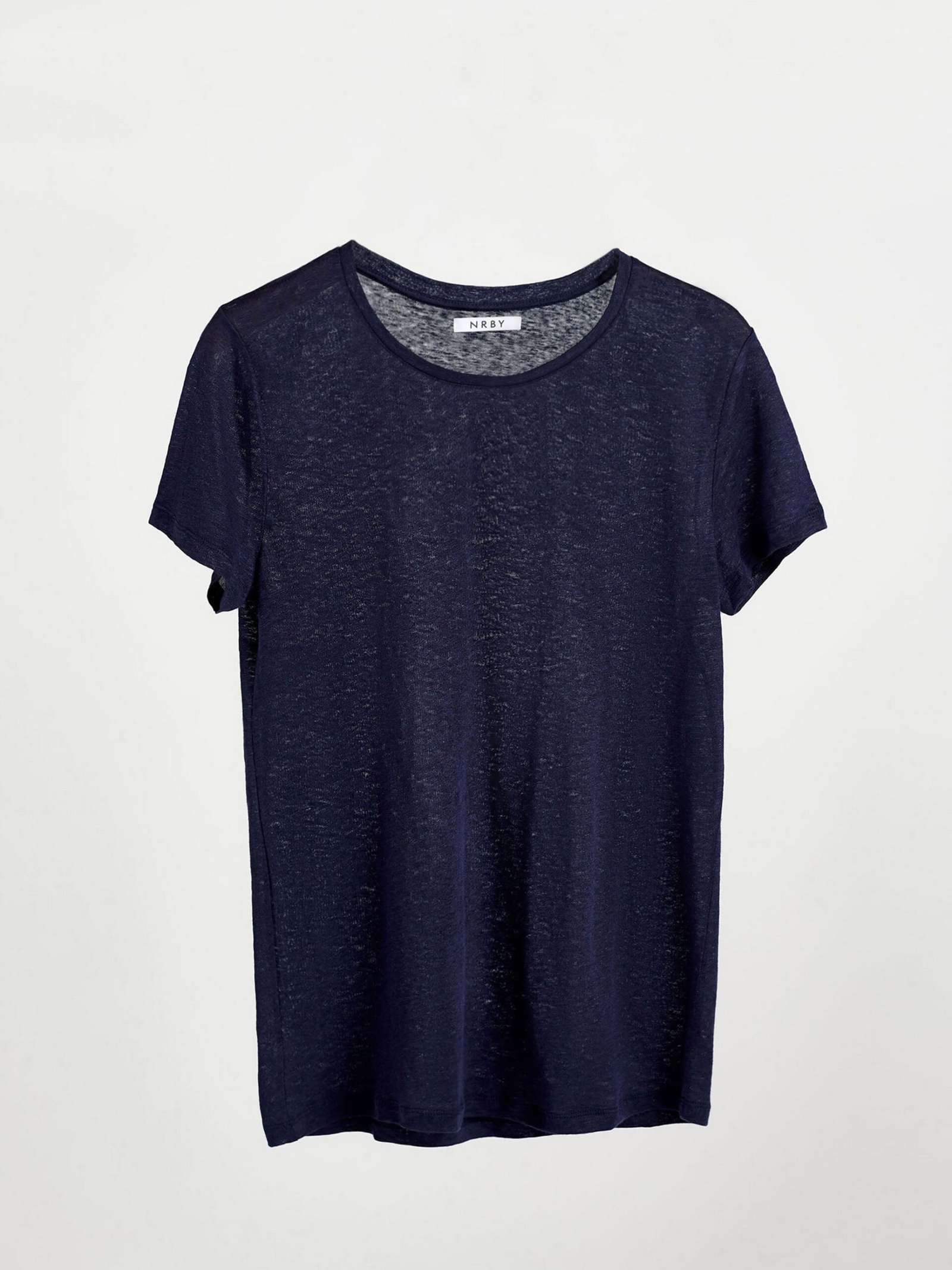 Charlie Linen Crew Neck T-Shirt - Navy - Image 11