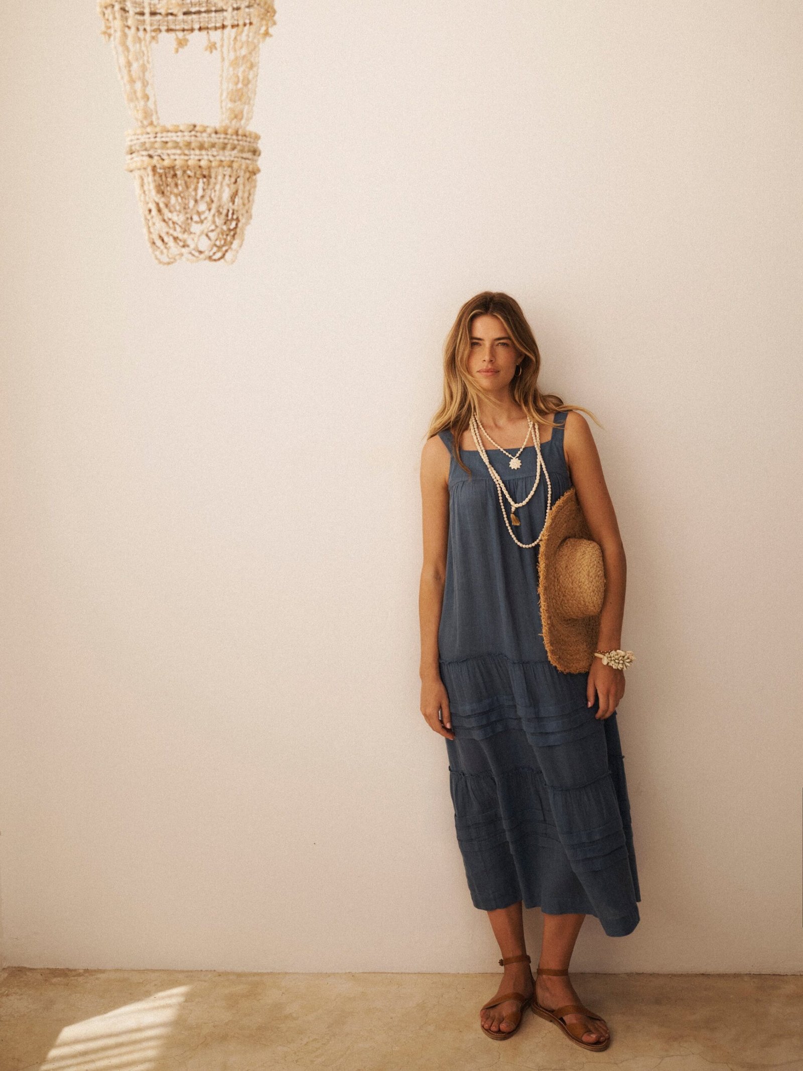 Ariane gauze linen tiered dress - Slate Blue - Image 8
