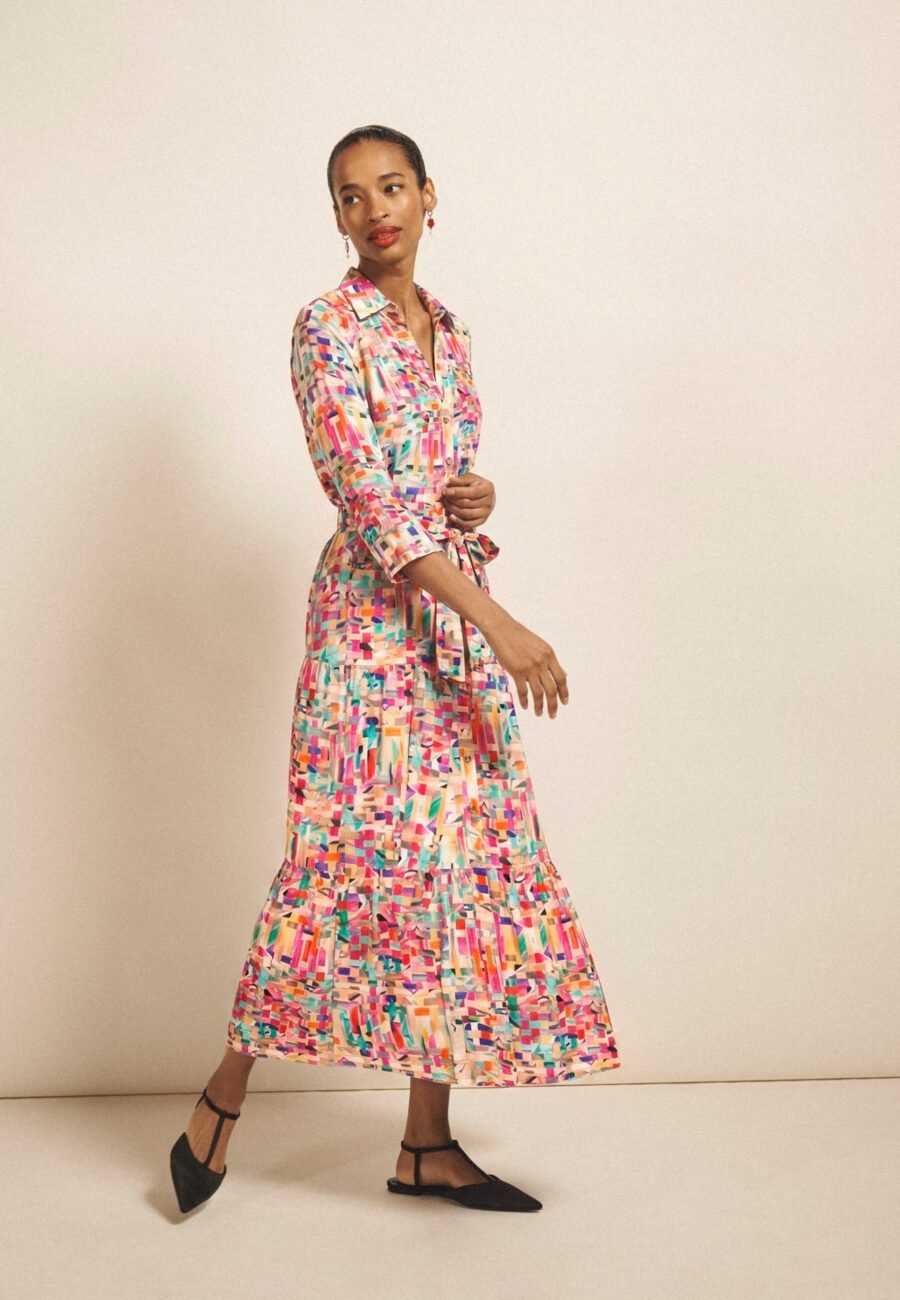 Astrid bright ribbon print maxi dress