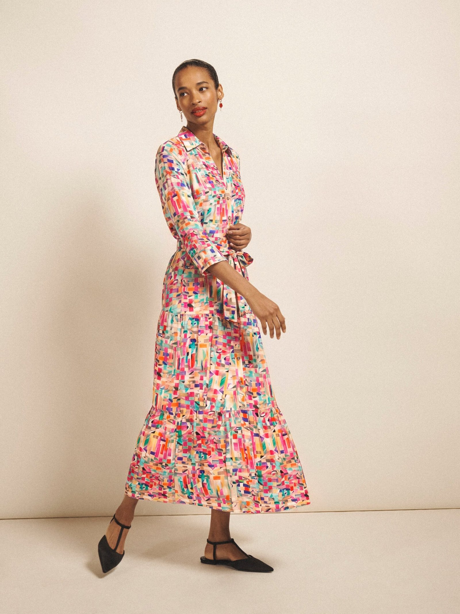 Astrid bright ribbon print maxi dress
