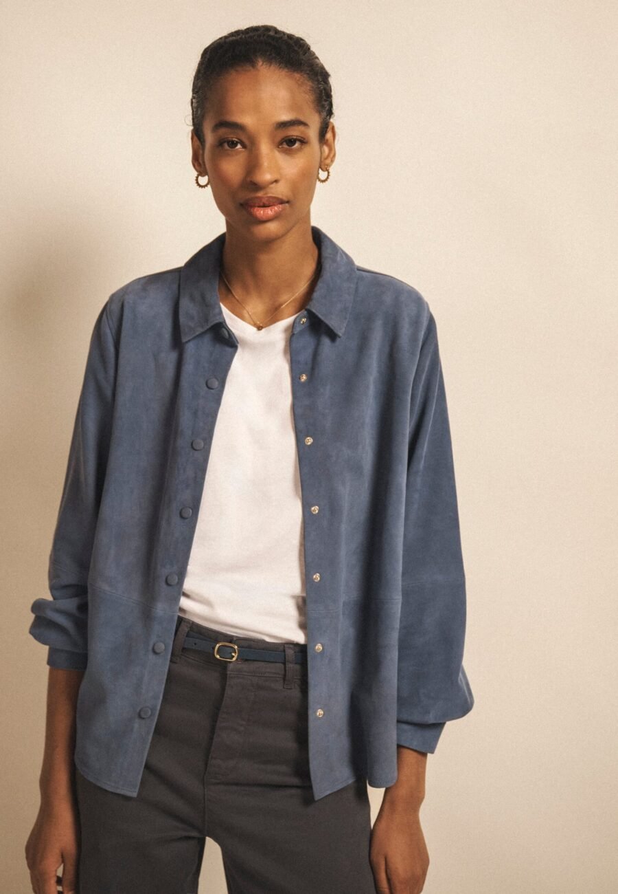 Chiara suede shirt - Denim Blue