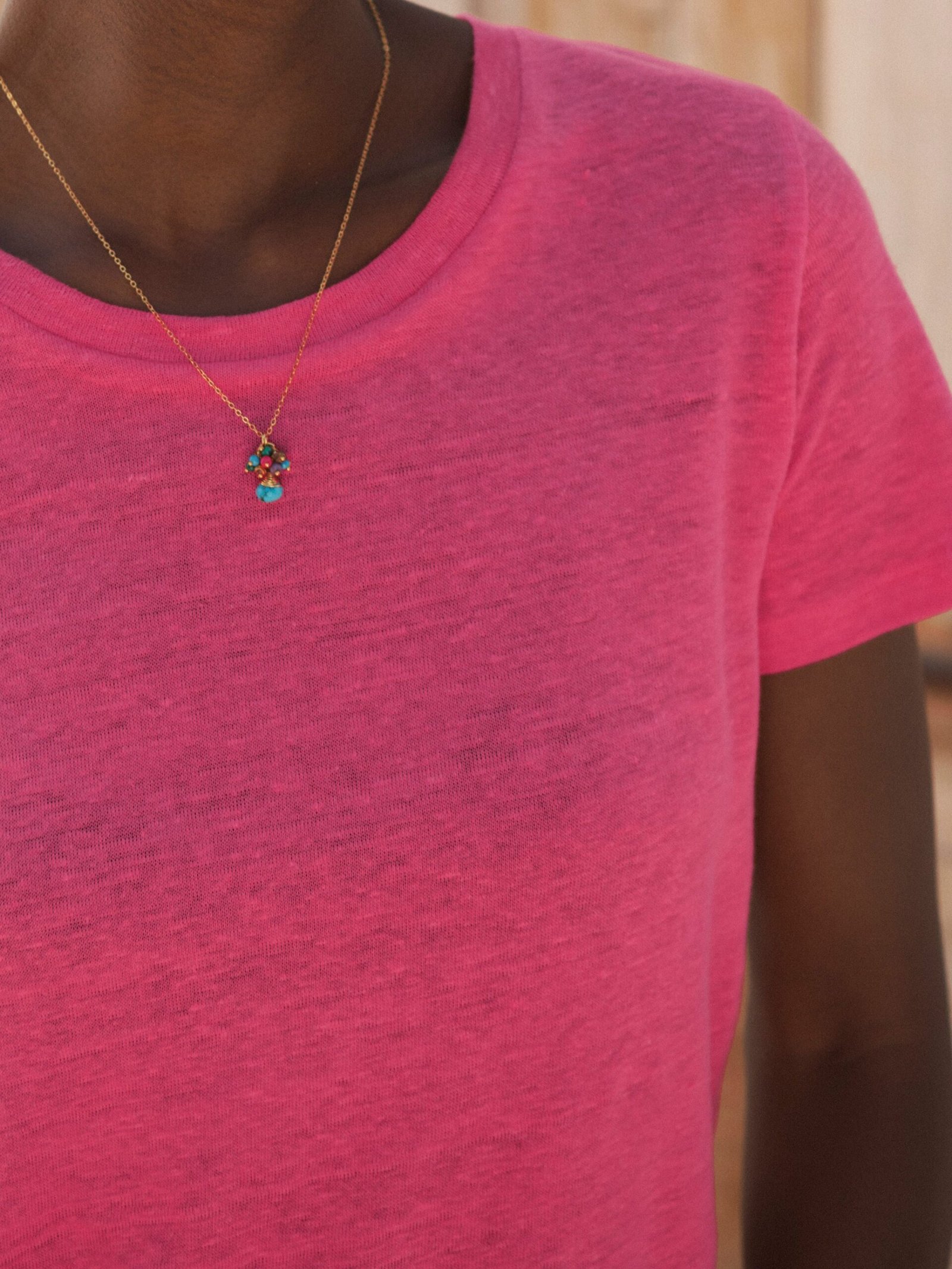 Charlie linen crew neck T-Shirt - Raspberry - Image 5