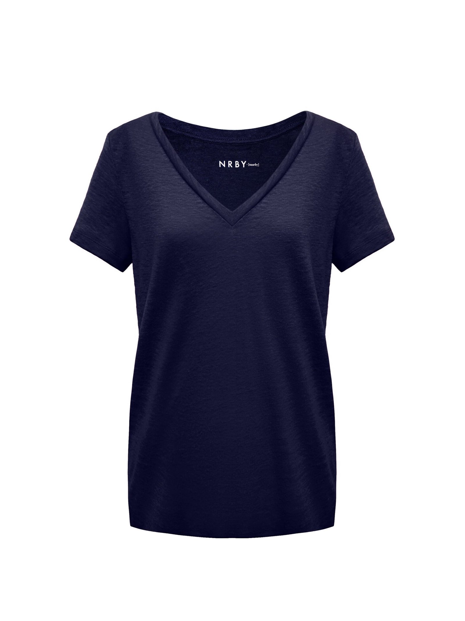 Charlie linen v-neck t-shirt - Navy - Image 6