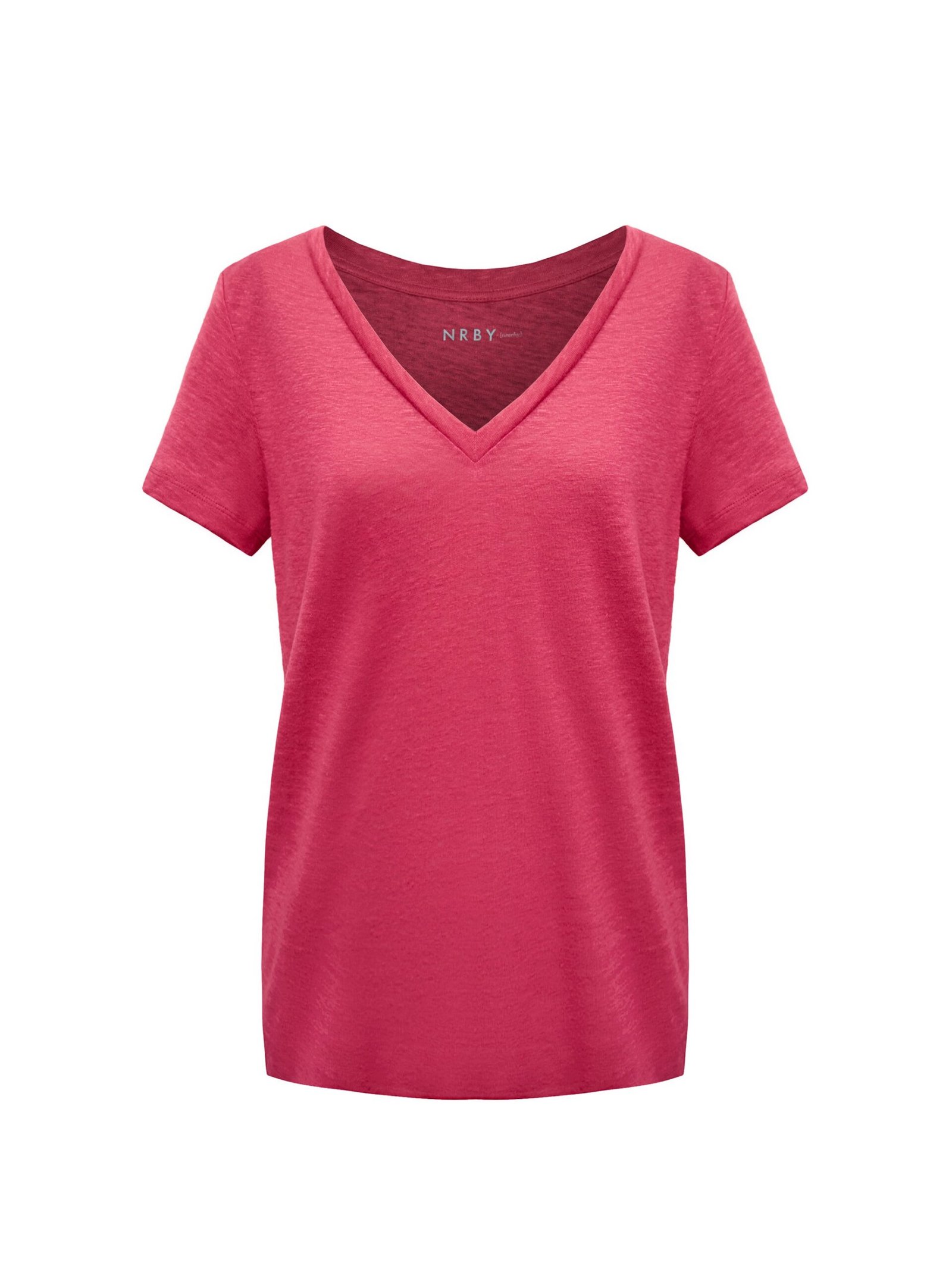 Charlie linen v neck t shirt - Raspberry - Image 6