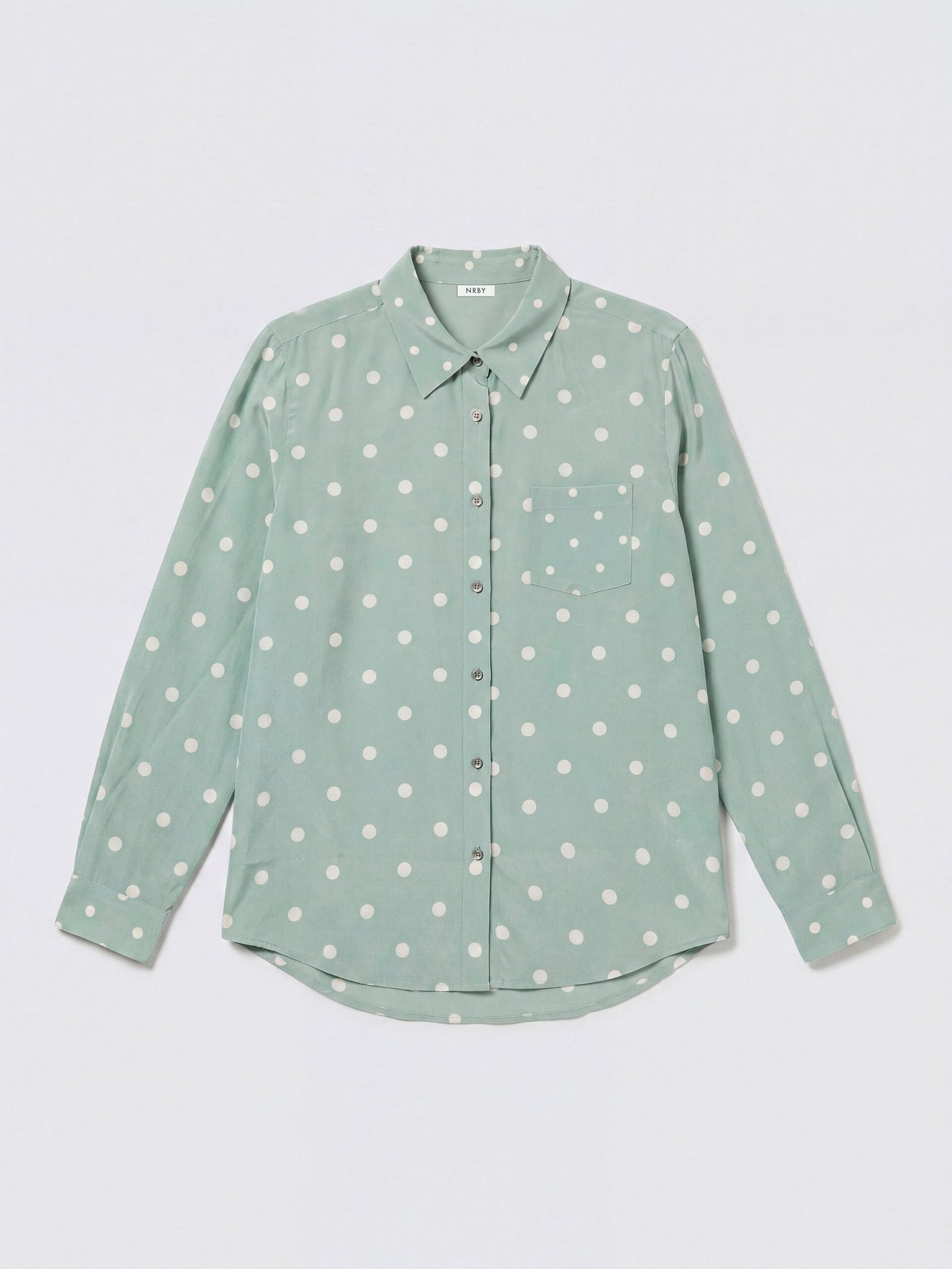 Chiara silk polka dot print shirt - Soft Sage - Image 10