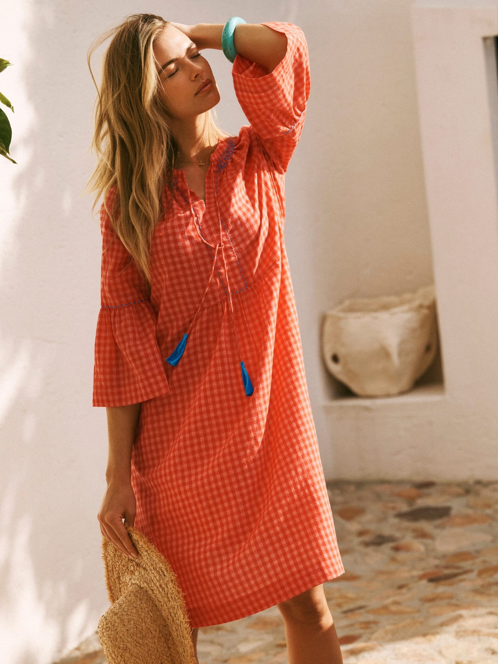 Lillibet cotton embroidered gingham dress - Image 7