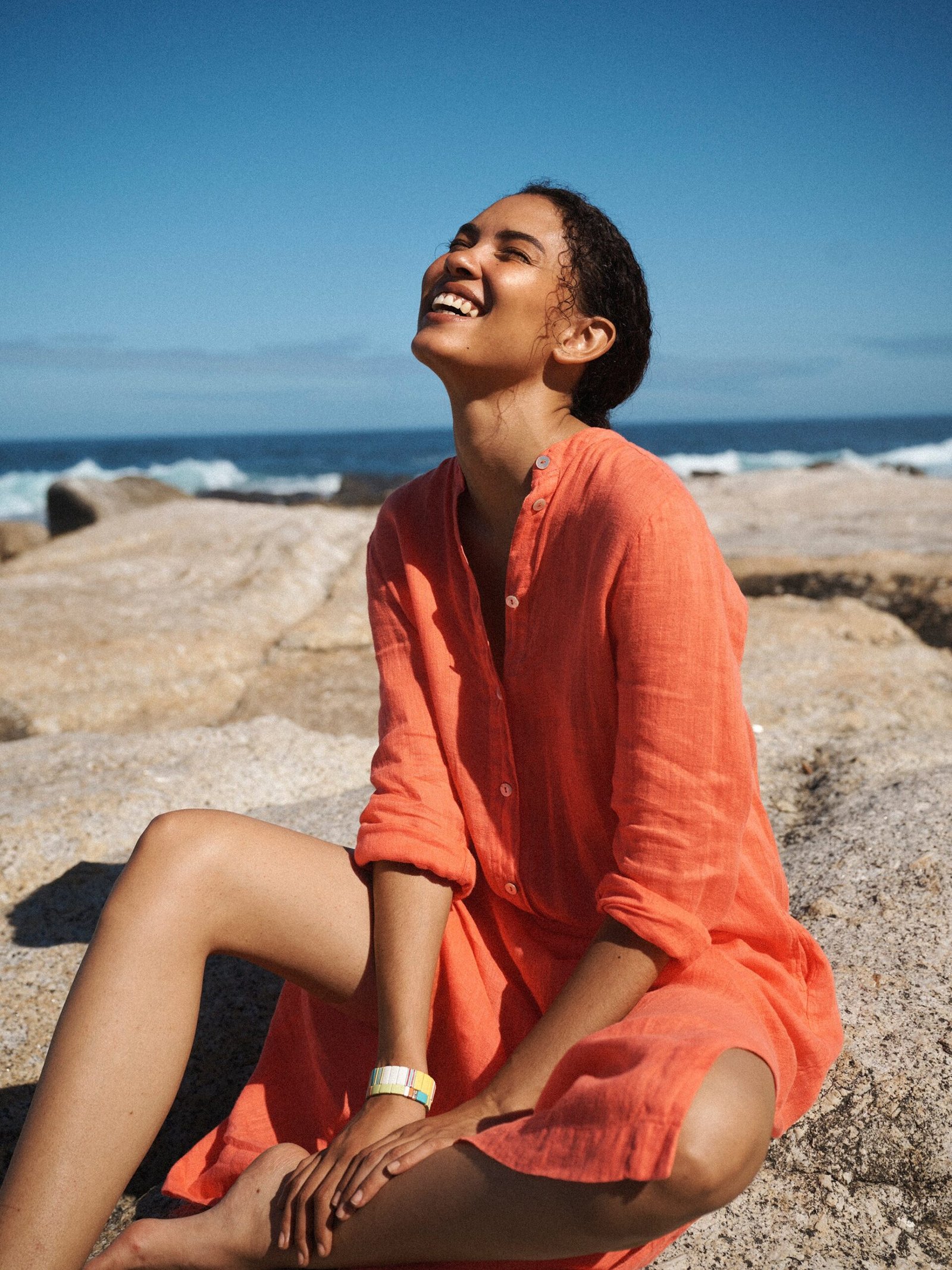 Elva gauze linen tunic dress - Orange - Image 8