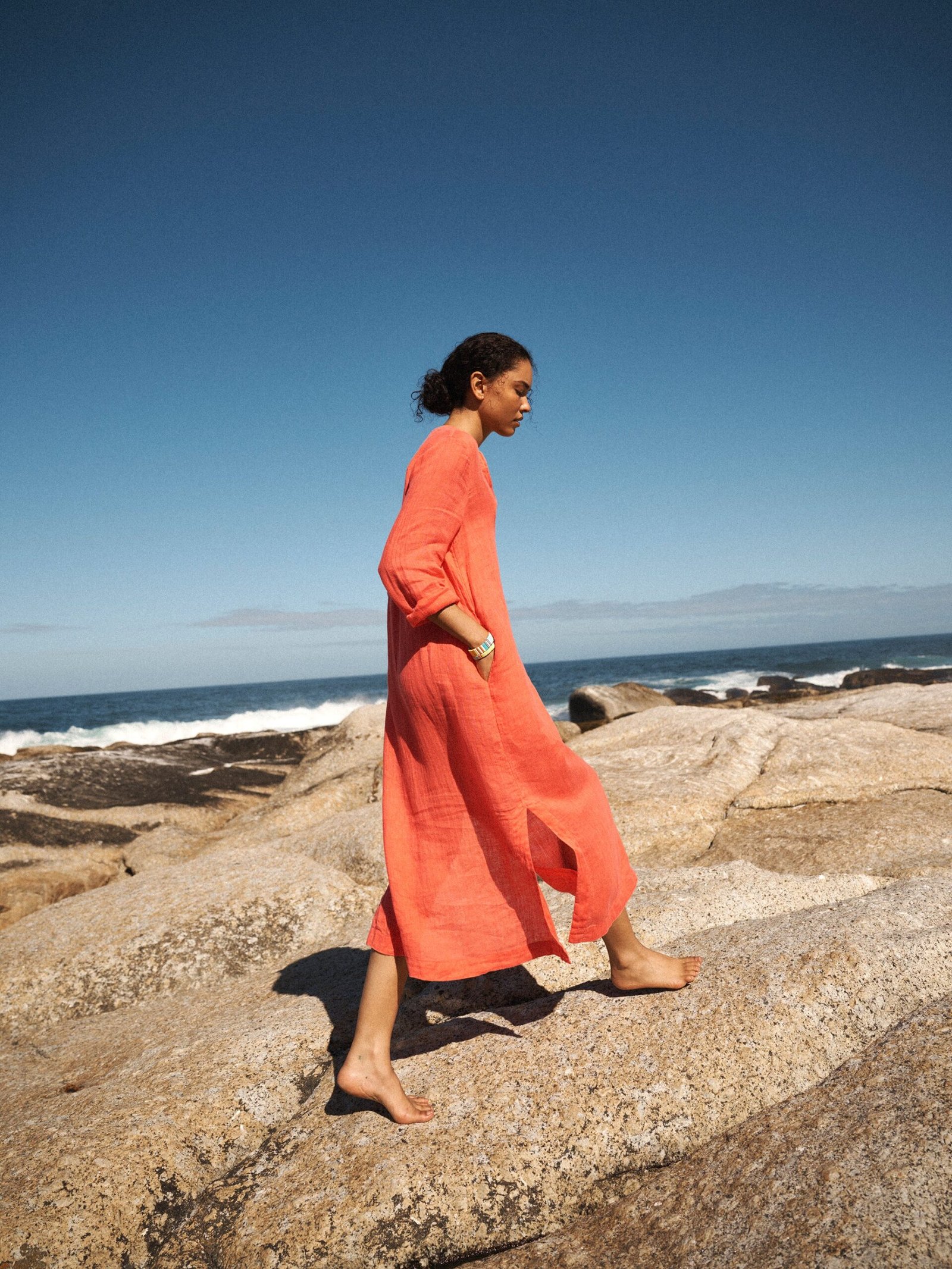 Elva gauze linen tunic dress - Orange - Image 3