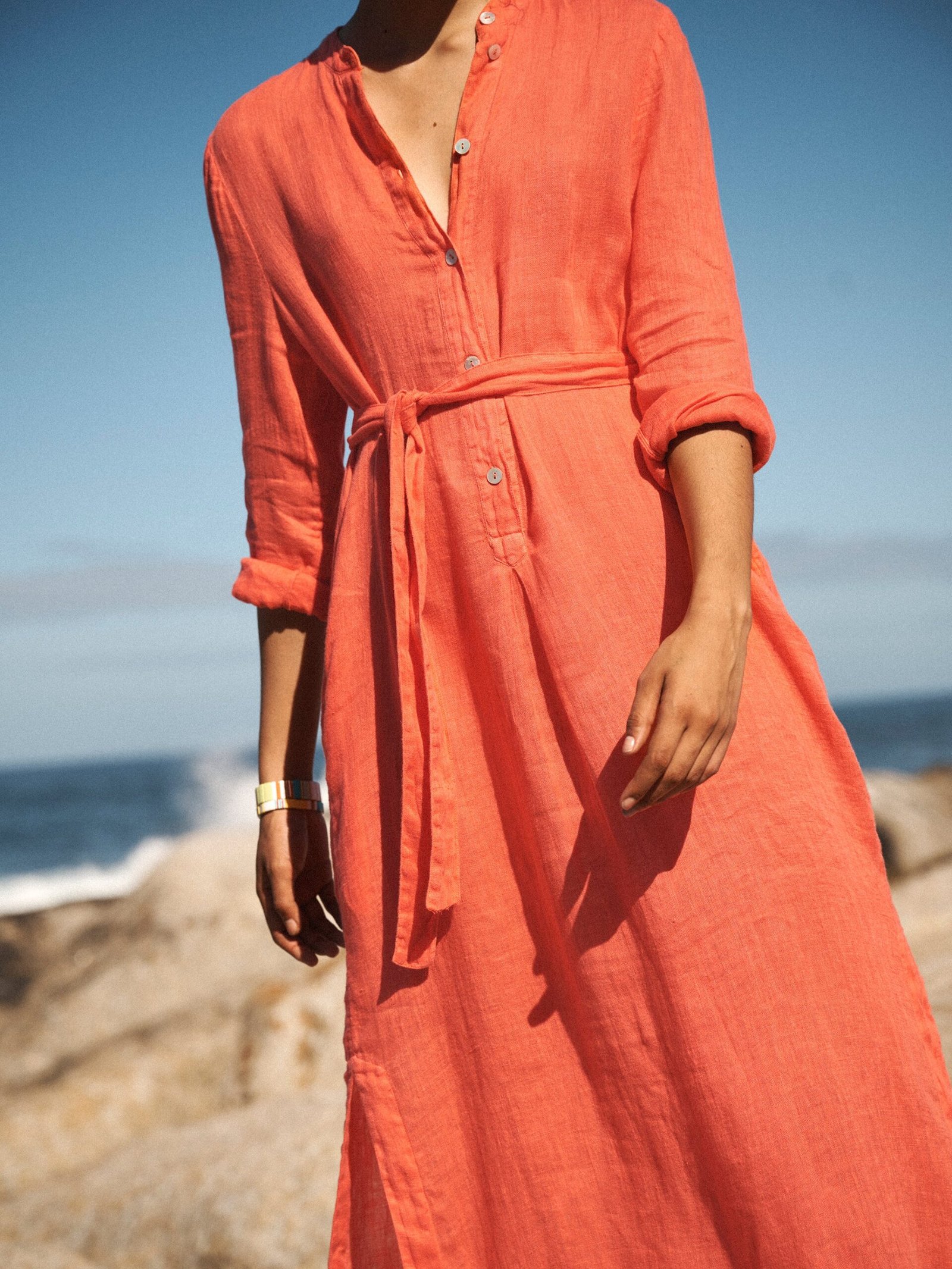 Elva gauze linen tunic dress - Orange - Image 2