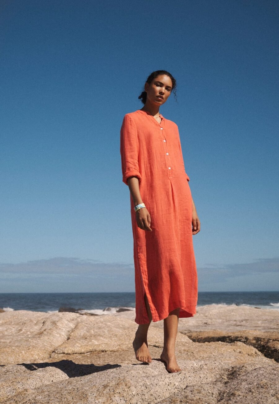 Elva gauze linen tunic dress - Orange