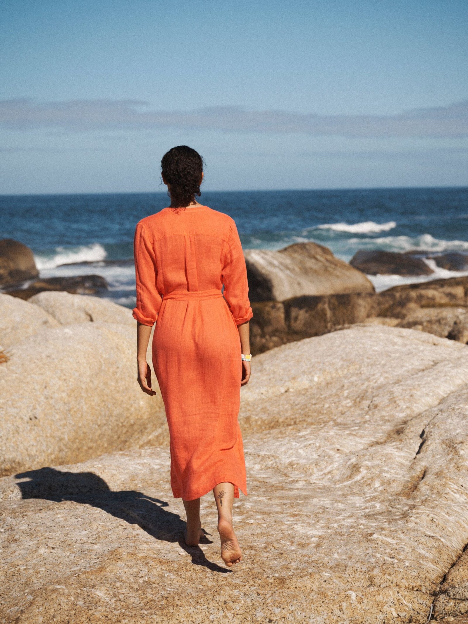 Elva gauze linen tunic dress - Orange - Image 7