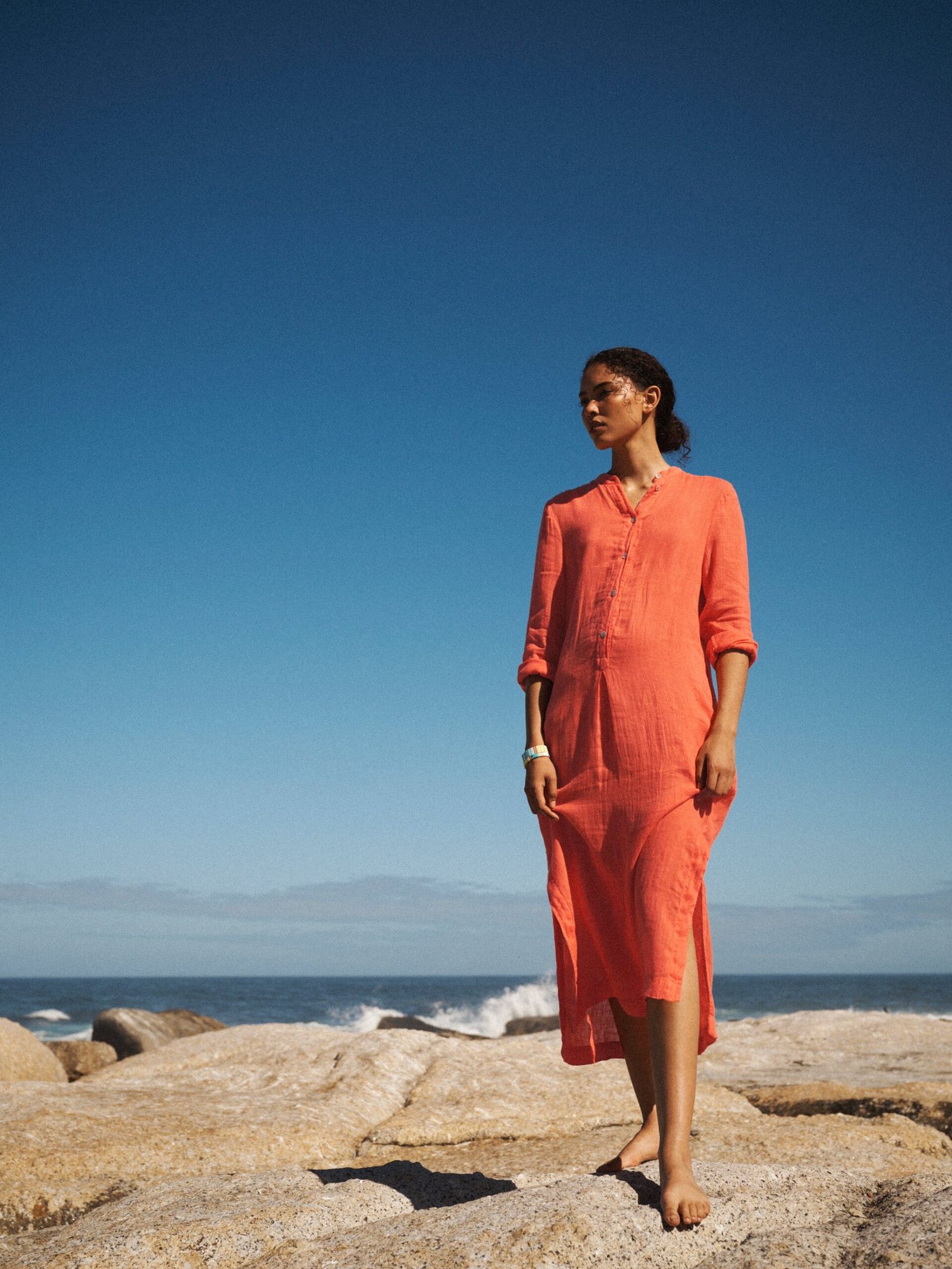 Elva gauze linen tunic dress - Orange - Image 9