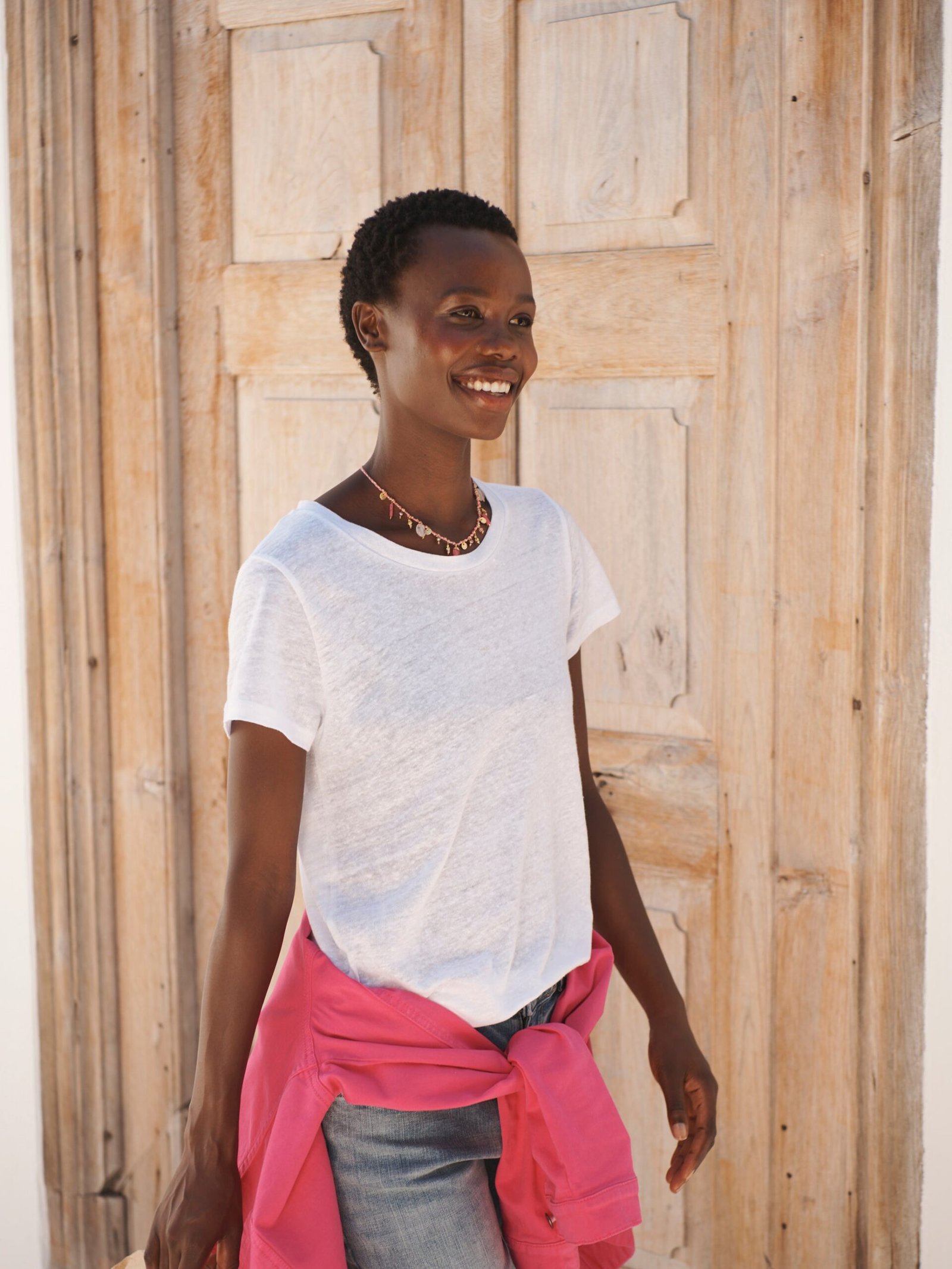 Charlie linen crew neck t shirt - White - Image 2