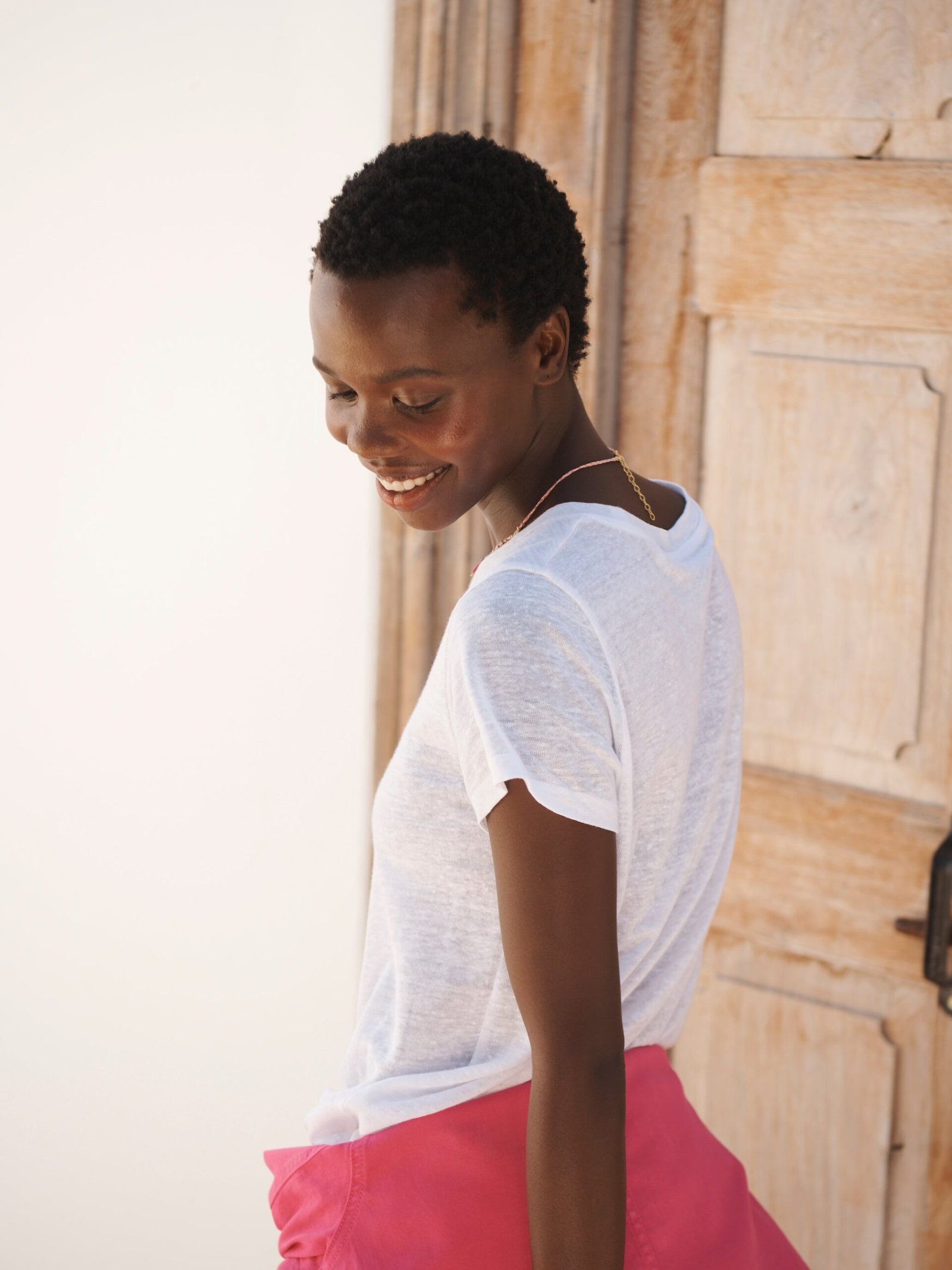Charlie linen crew neck t shirt - White - Image 6