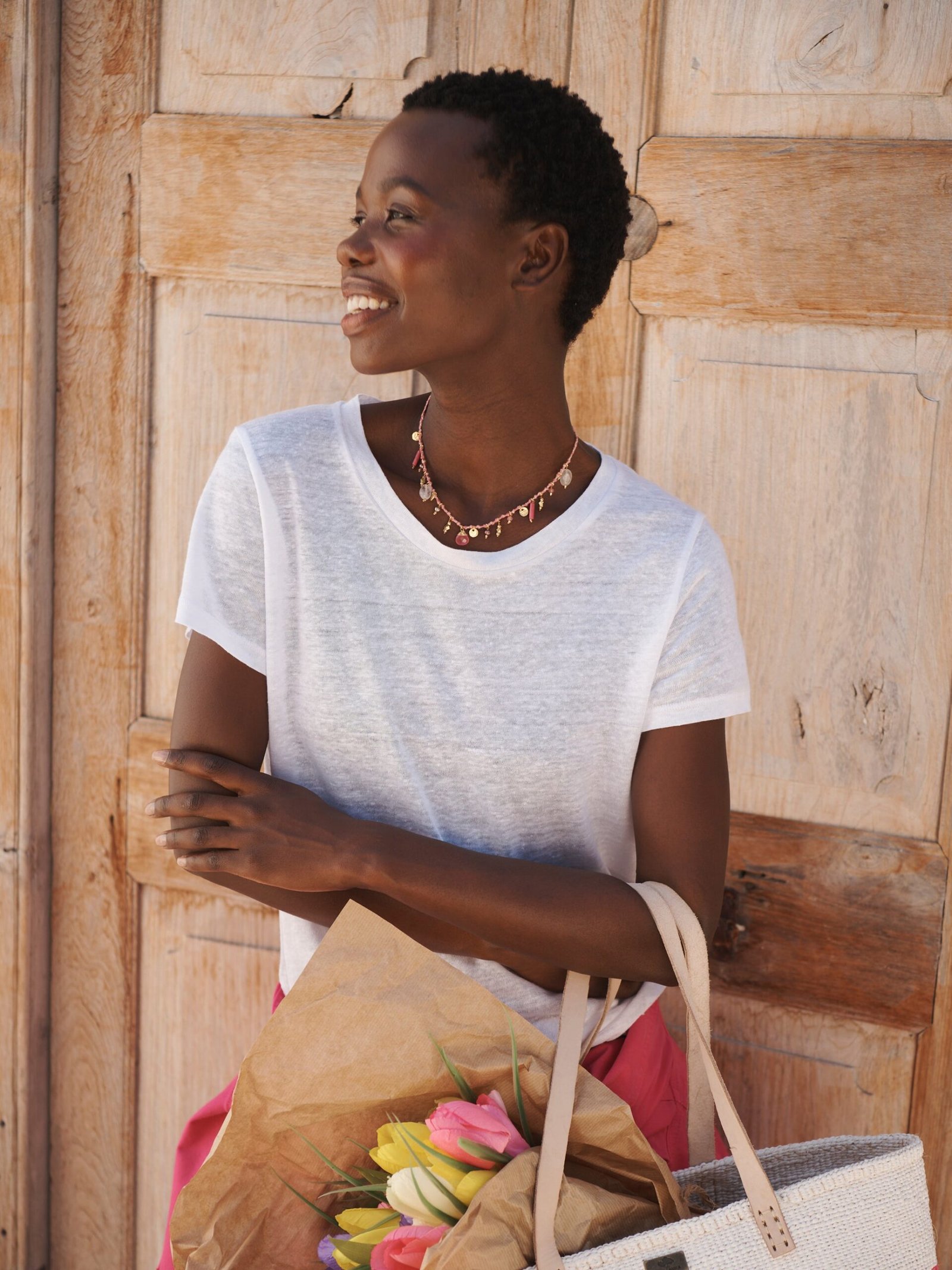 Charlie linen crew neck t shirt - White - Image 3