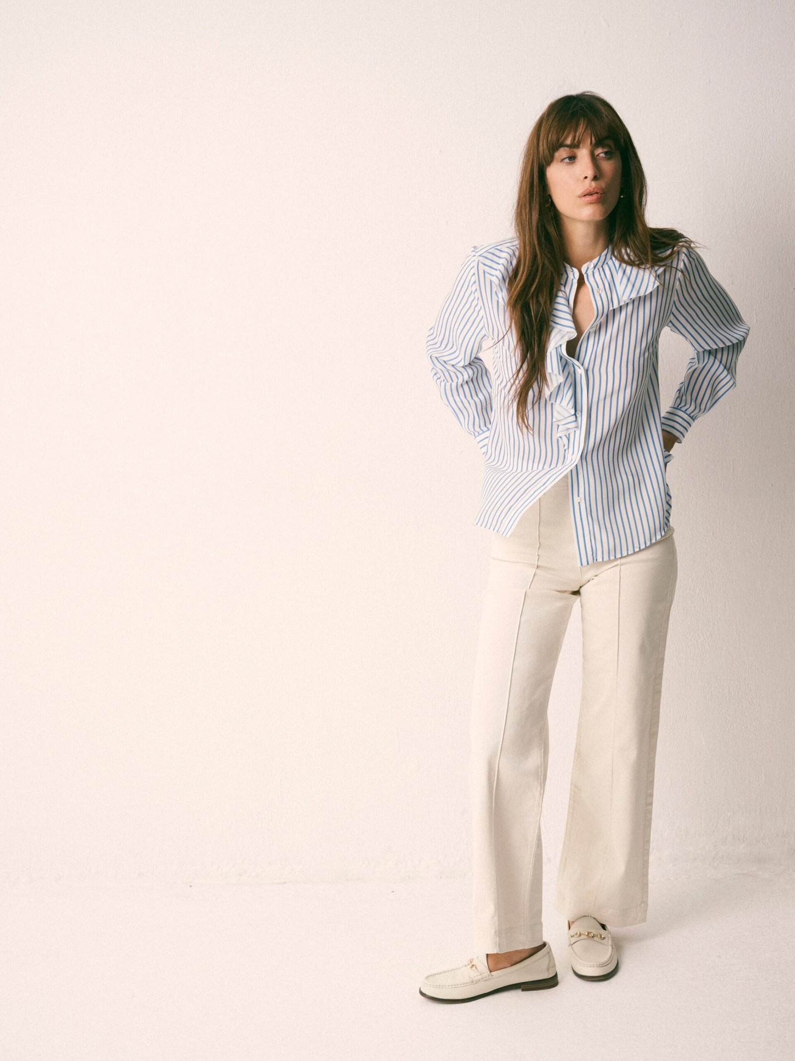 Harri silk stripe shirt - Azure & Ivory - Image 3