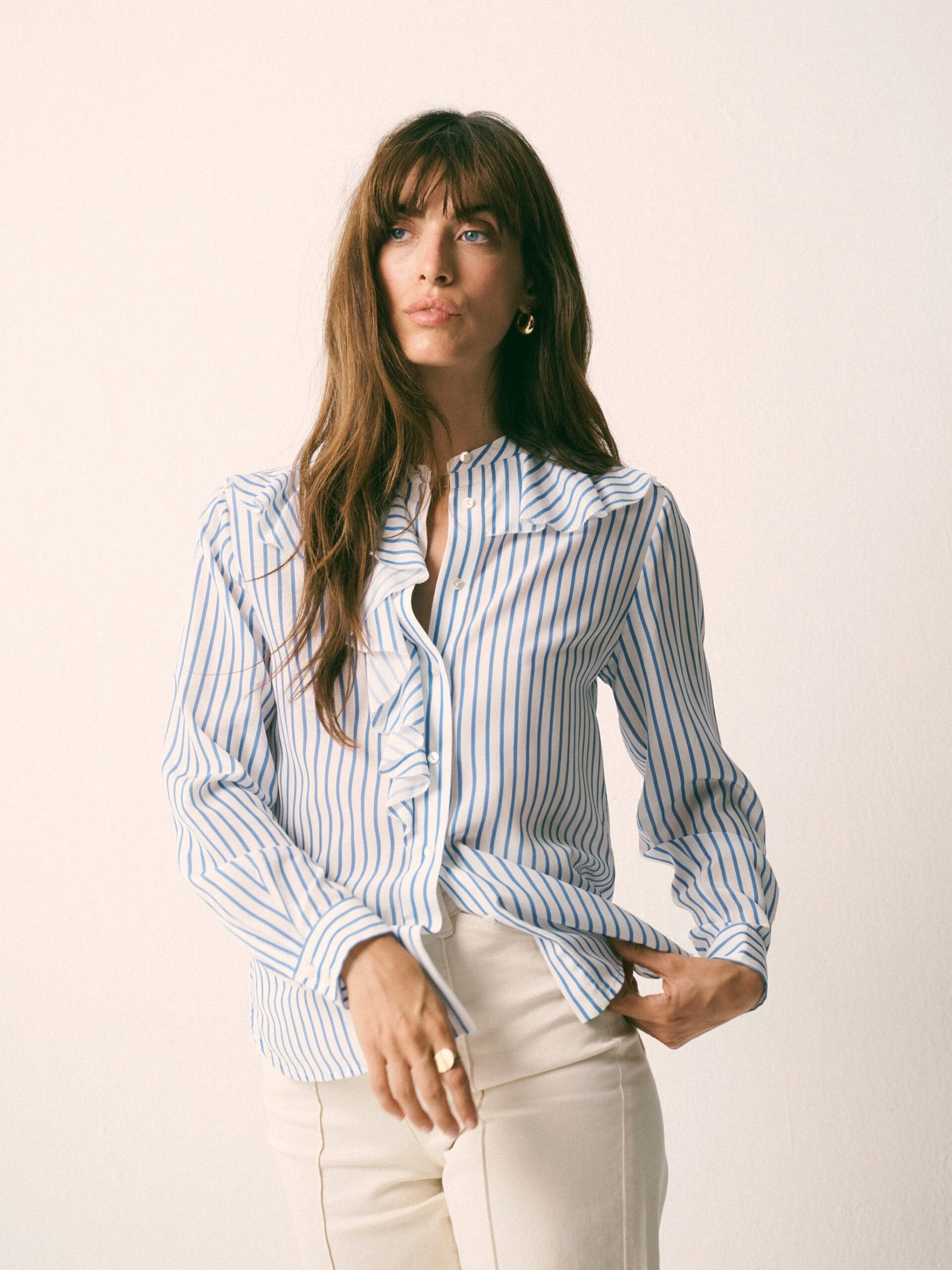 Harri silk stripe shirt - Azure & Ivory