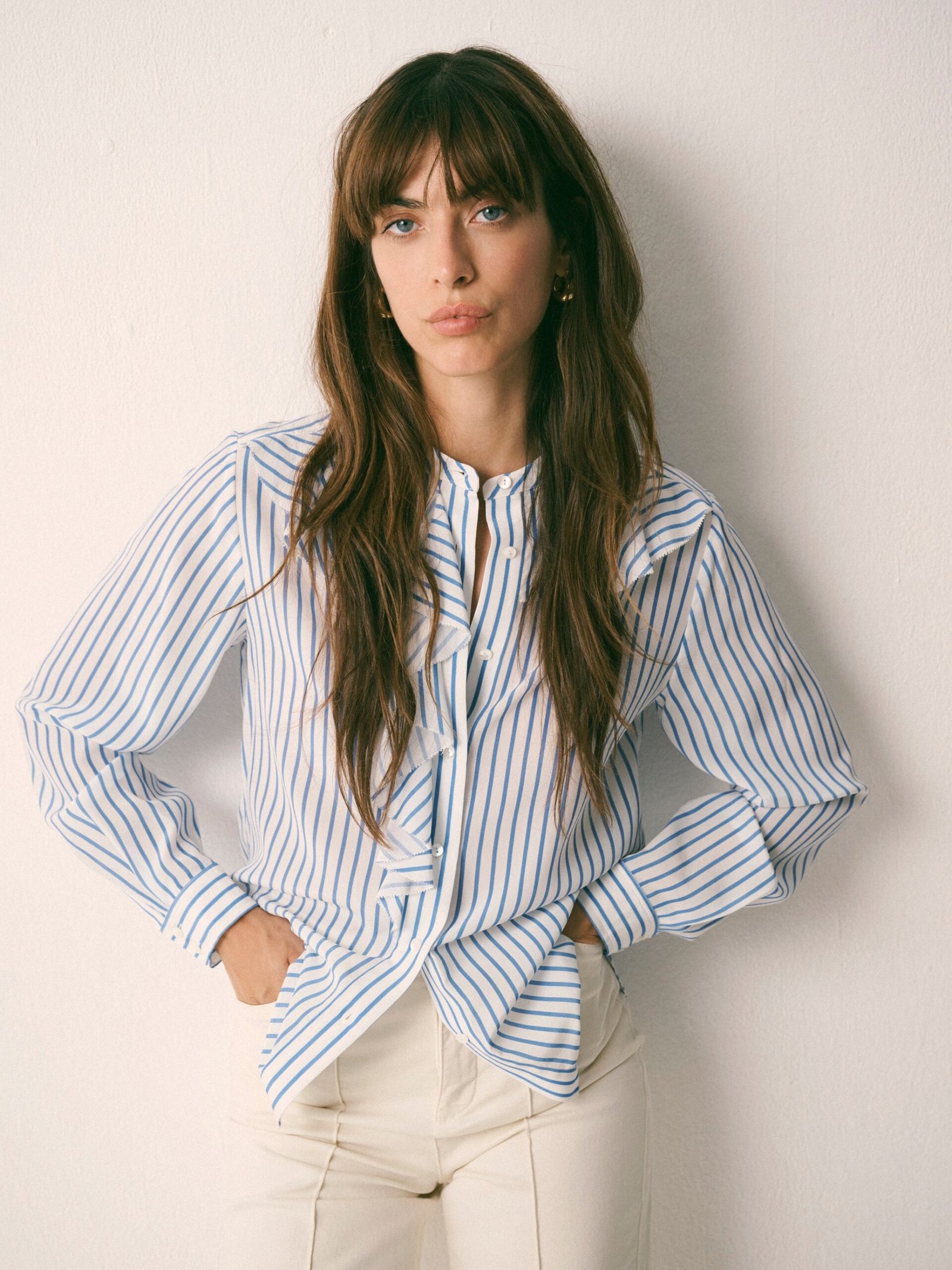 Harri silk stripe shirt - Azure & Ivory - Image 4