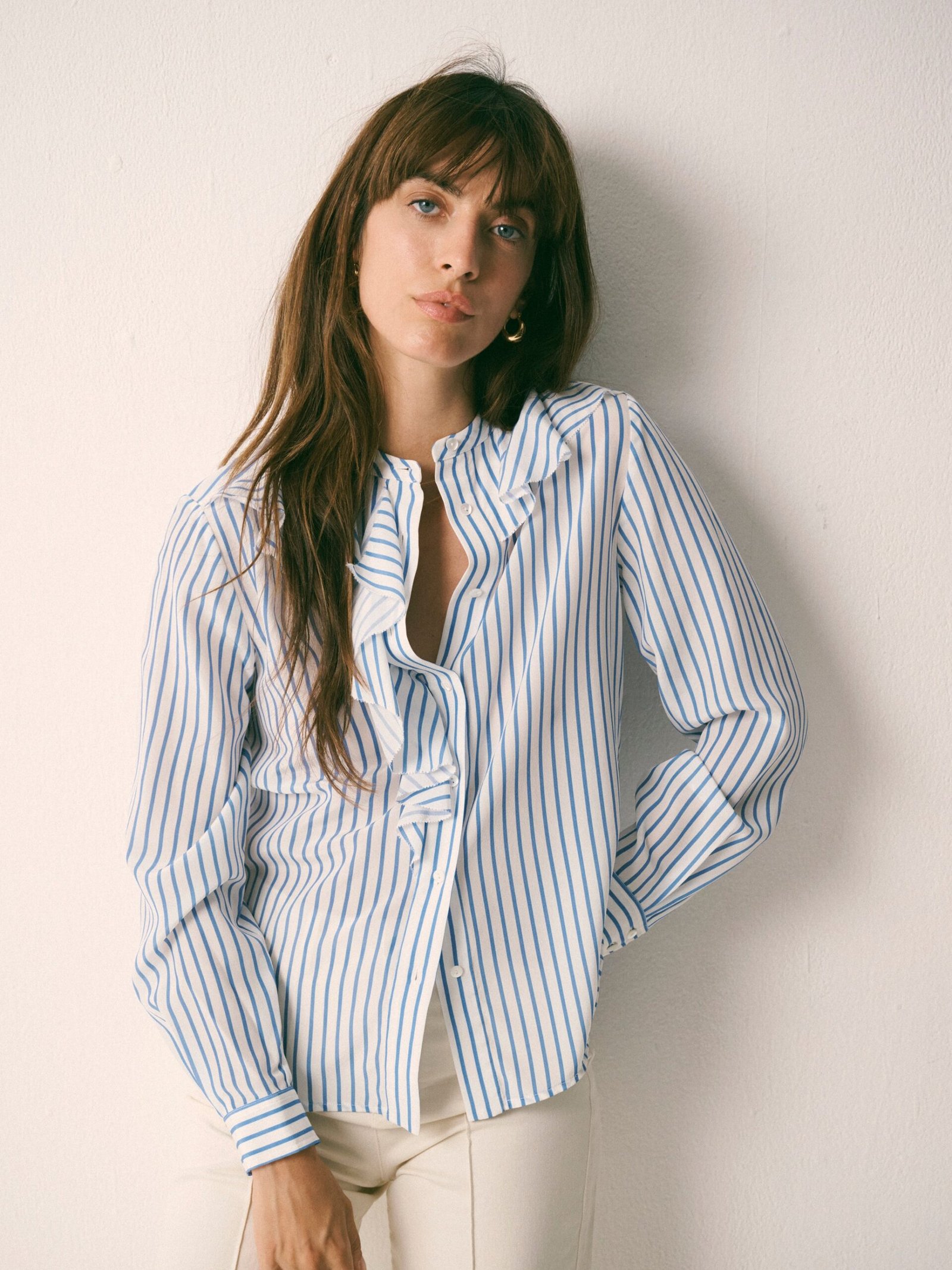Harri silk stripe shirt - Azure & Ivory - Image 2