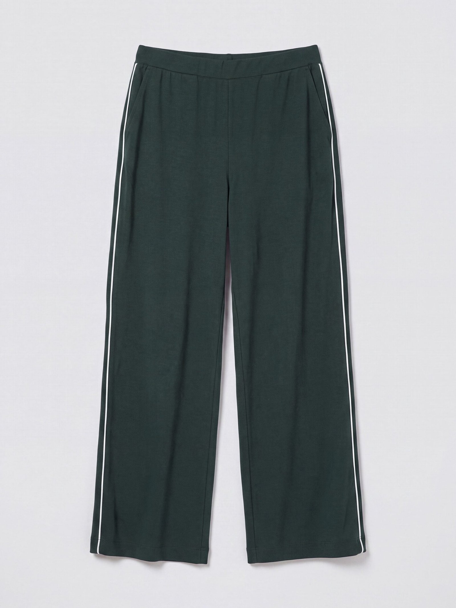 Thea silk piped trouser - Khaki with ivory piping - Image 6