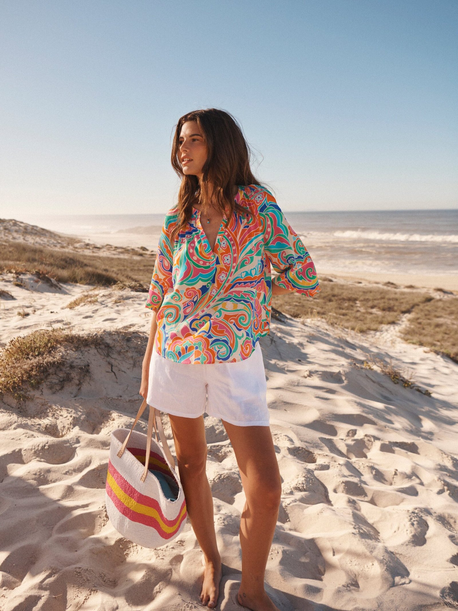 Lara silk pop paisley shirt