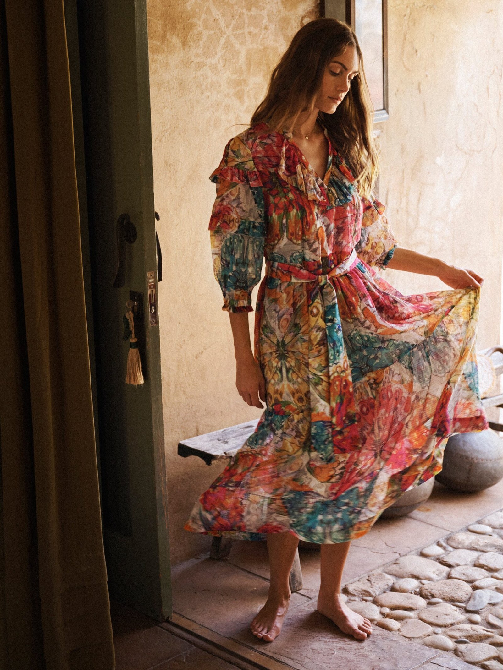 Maisie cotton silk butterfly print dress - Image 7