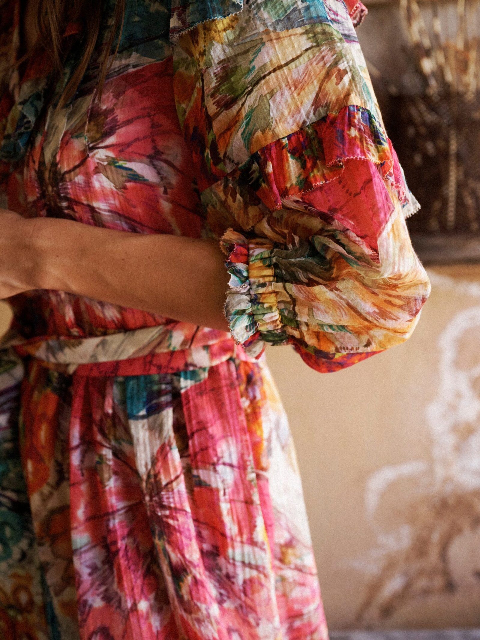 Maisie cotton silk butterfly print dress - Image 2