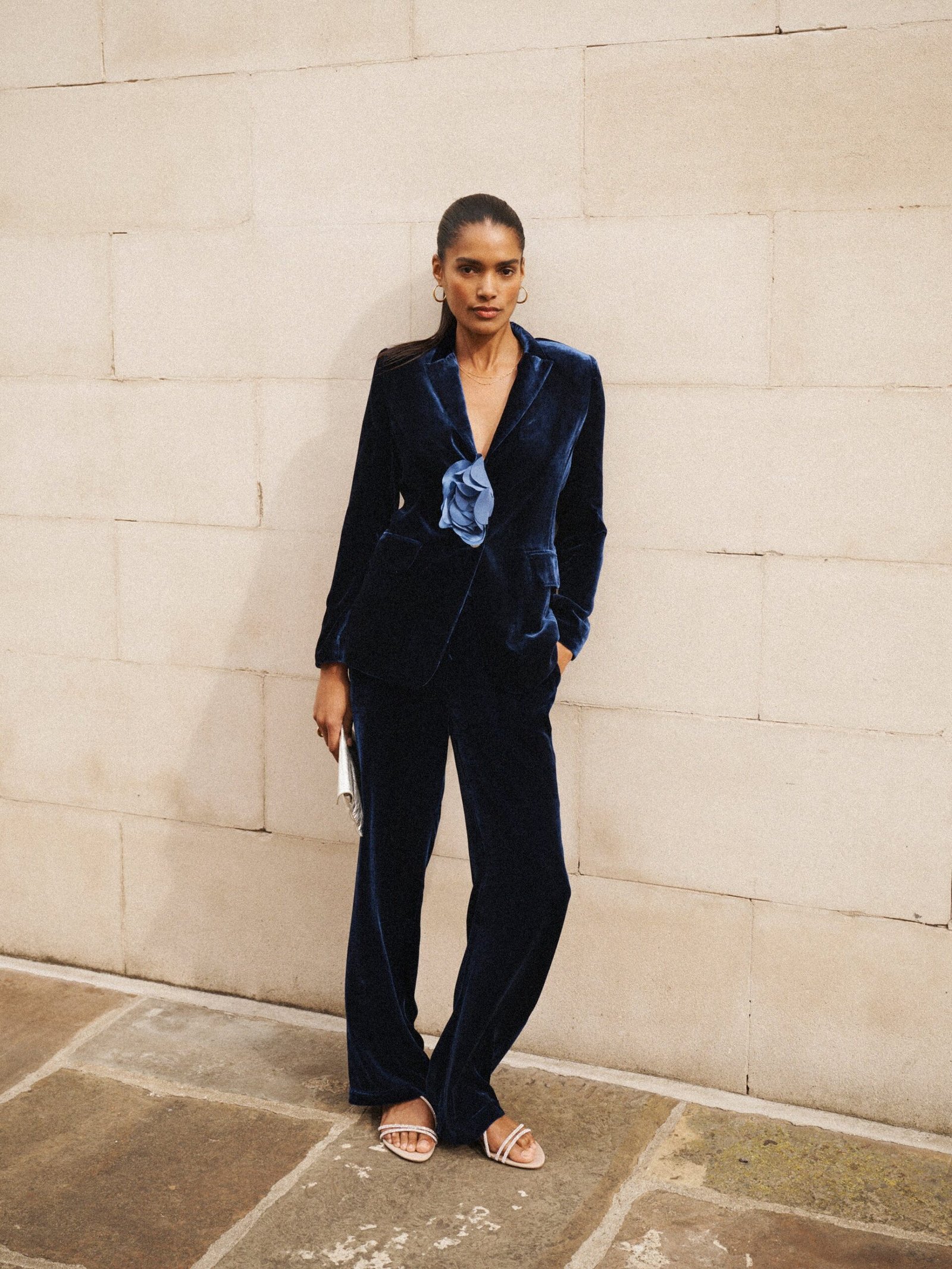 Thea silk blend velvet trouser - Midnight