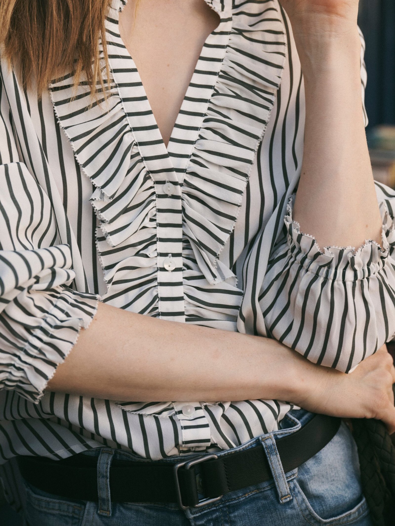 Meryl silk stripe shirt - Khaki & Ivory - Image 7