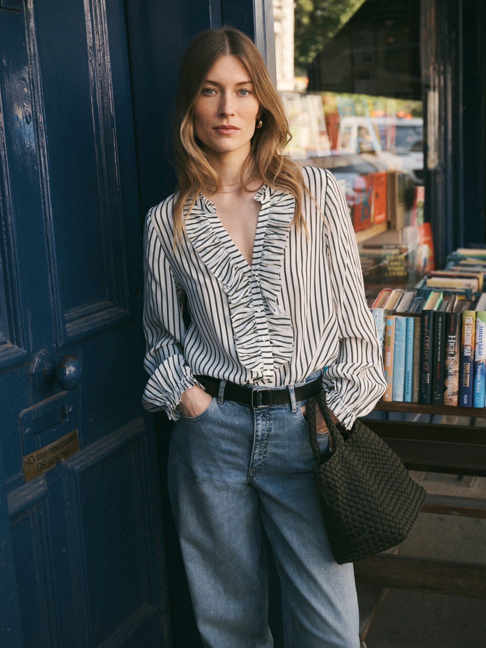 Meryl silk stripe shirt - Khaki & Ivory - Image 4
