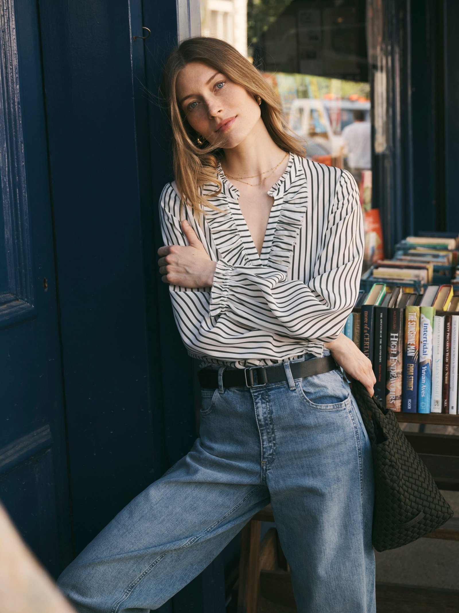 Meryl silk stripe shirt - Khaki & Ivory