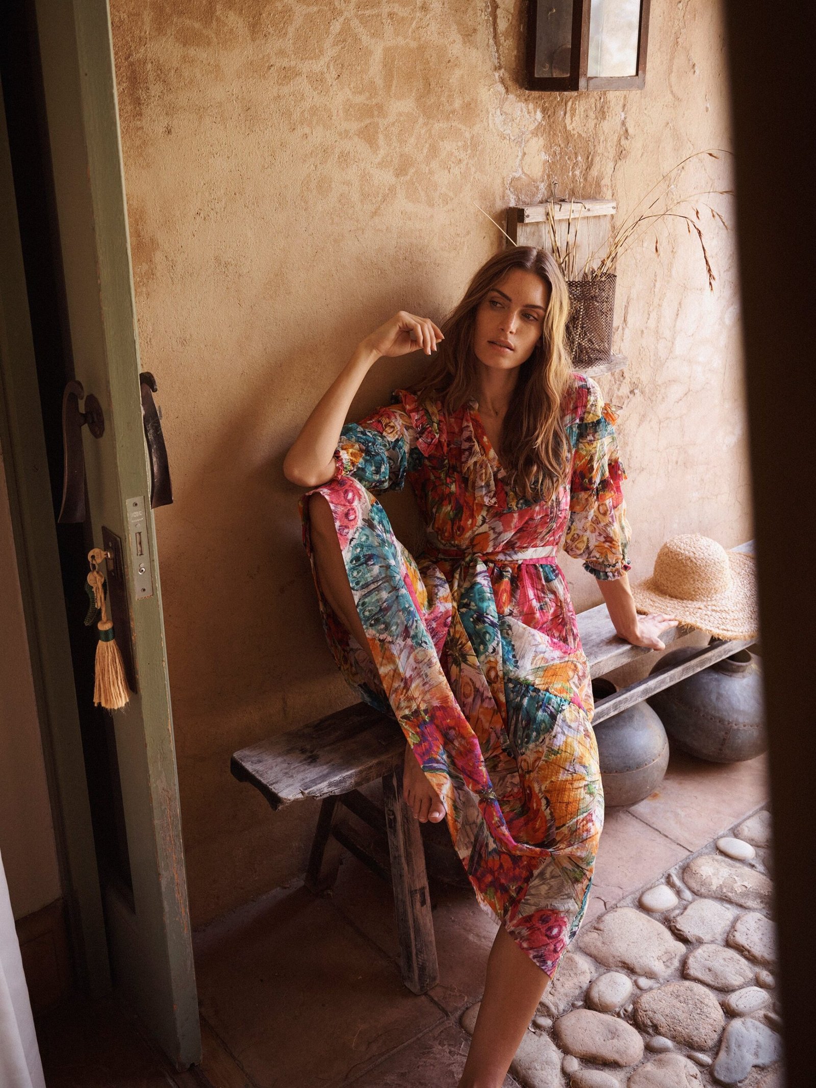 Maisie cotton silk butterfly print dress