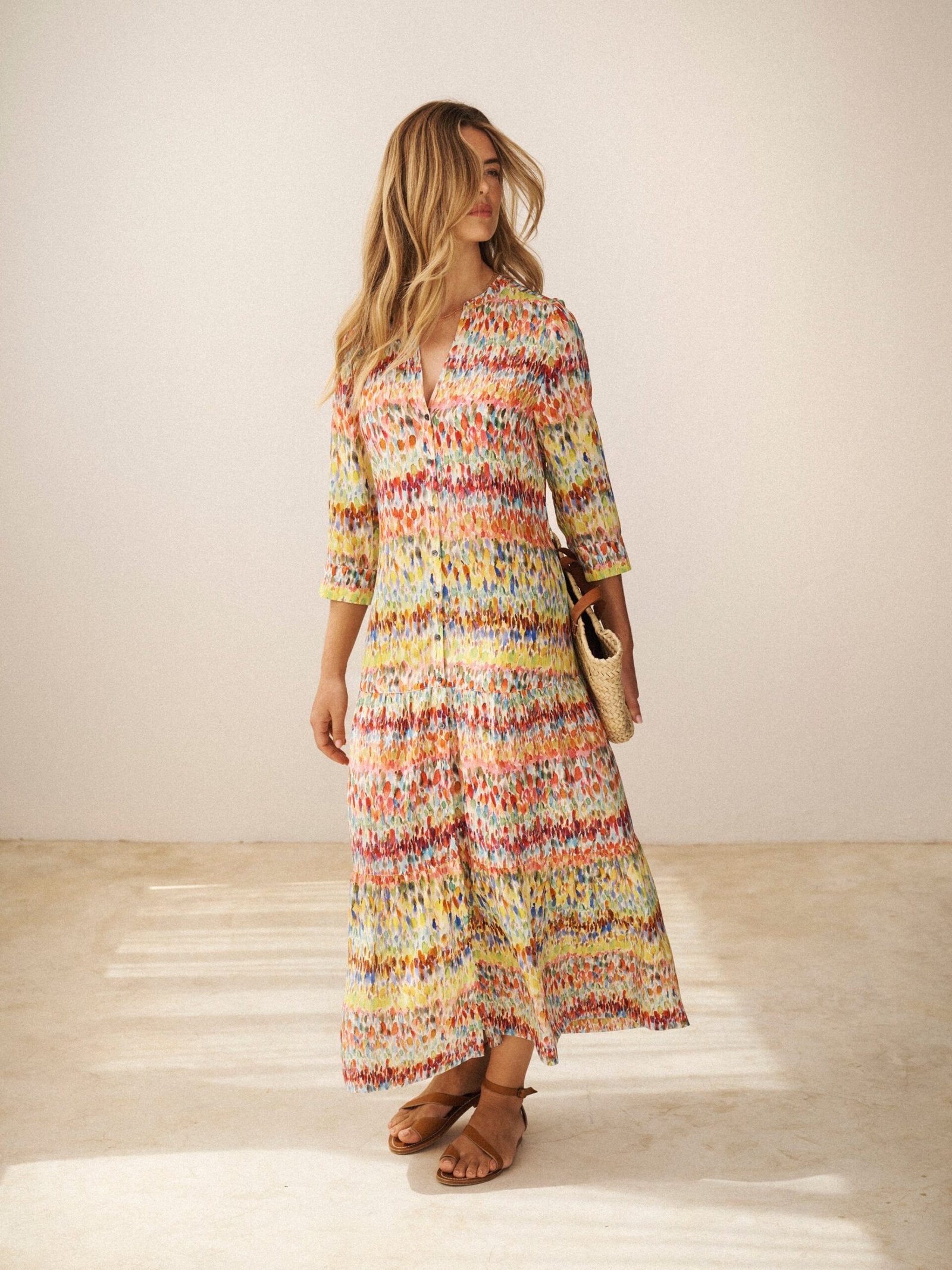 Avery silk watercolour splash print dress - Image 5