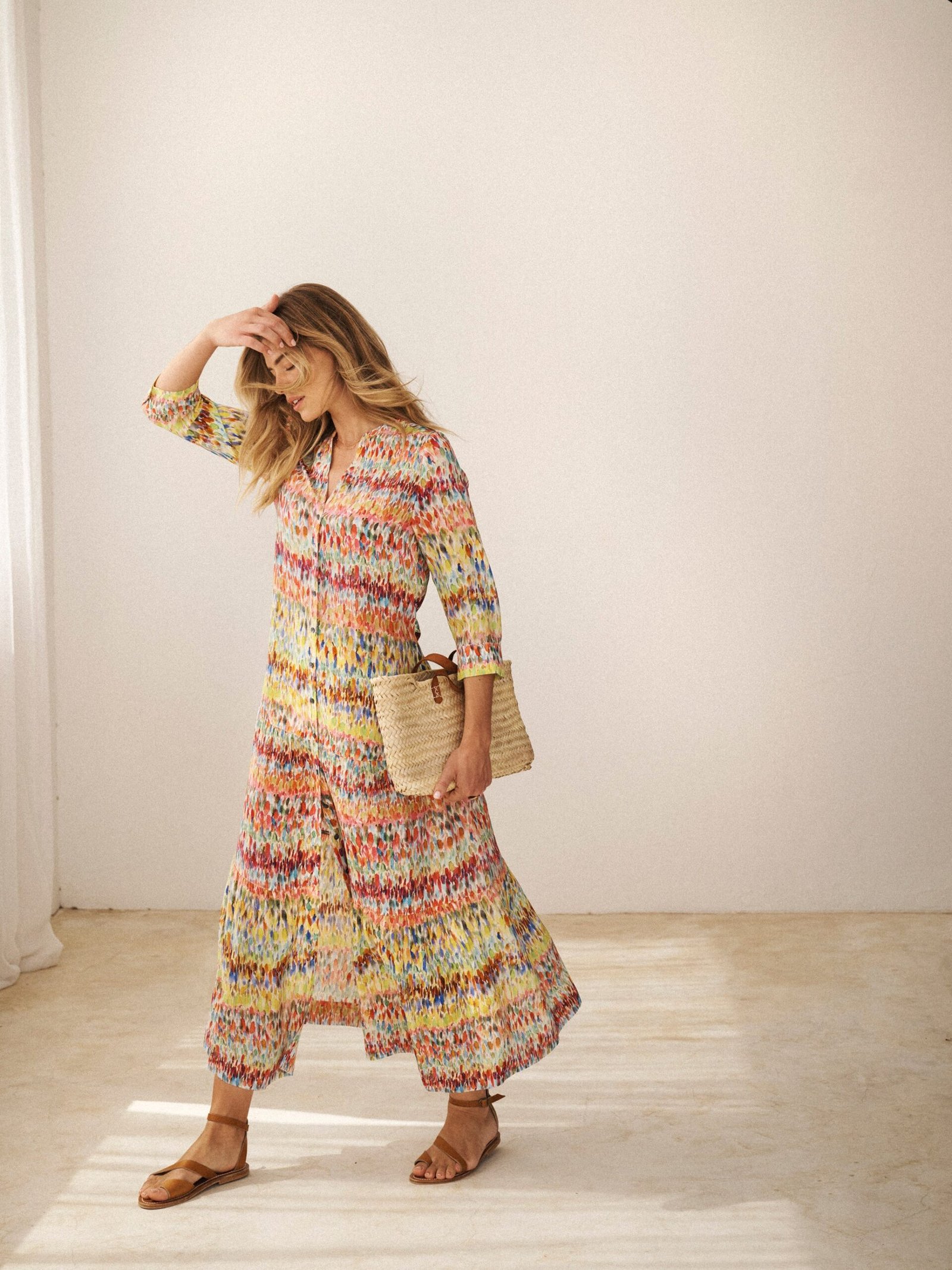 Avery silk watercolour splash print dress - Image 4