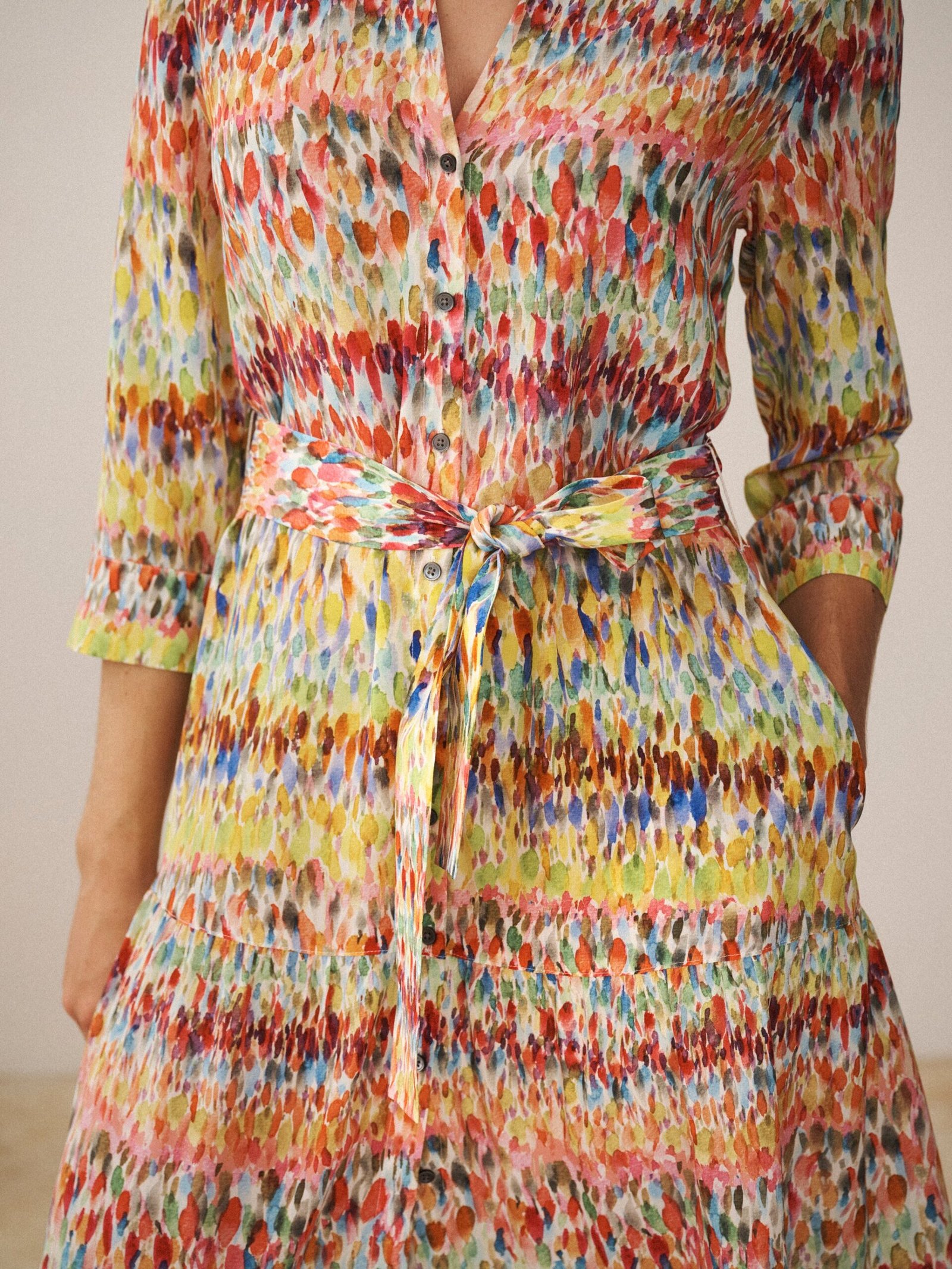 Avery silk watercolour splash print dress - Image 9