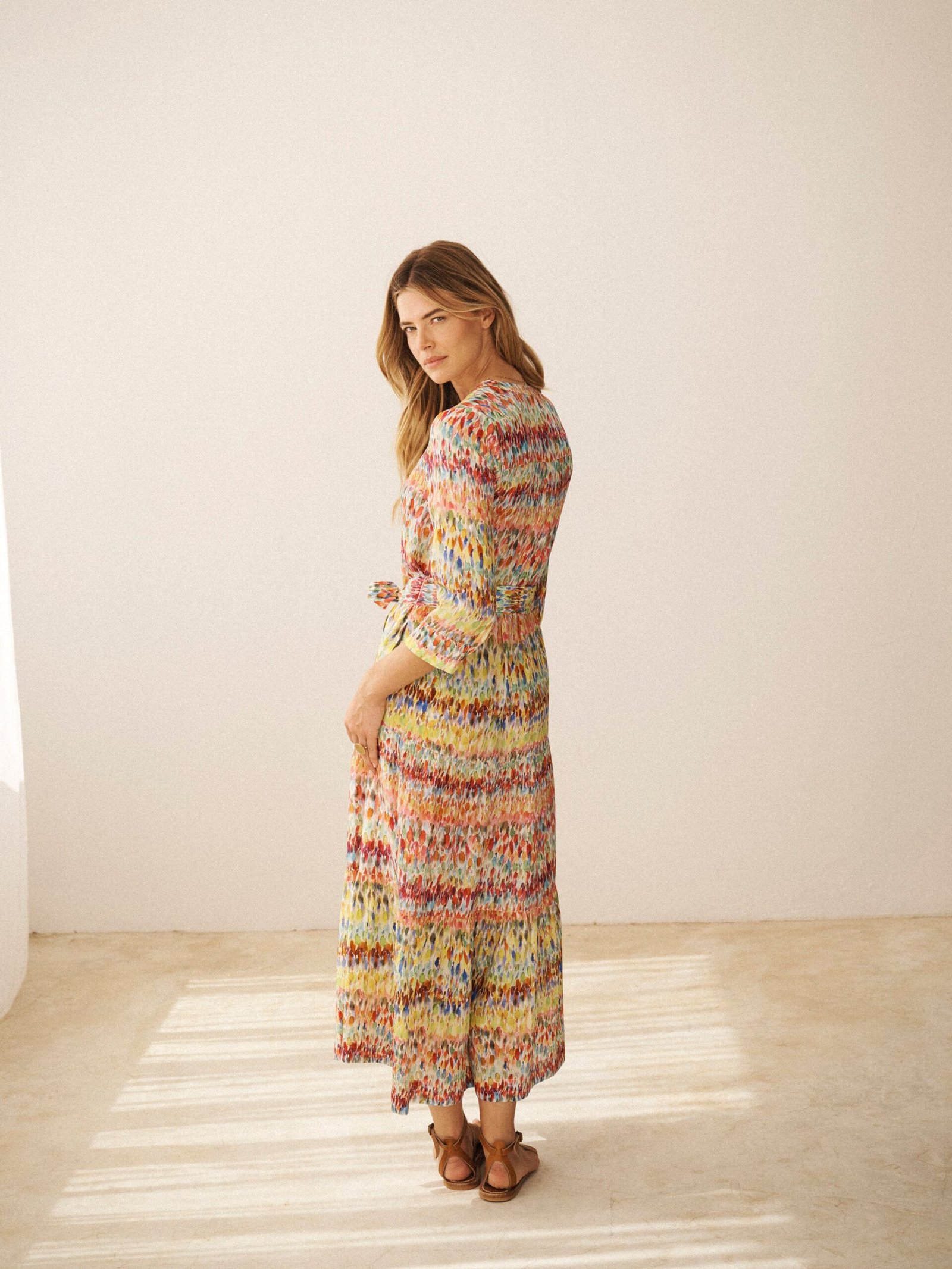 Avery silk watercolour splash print dress - Image 6
