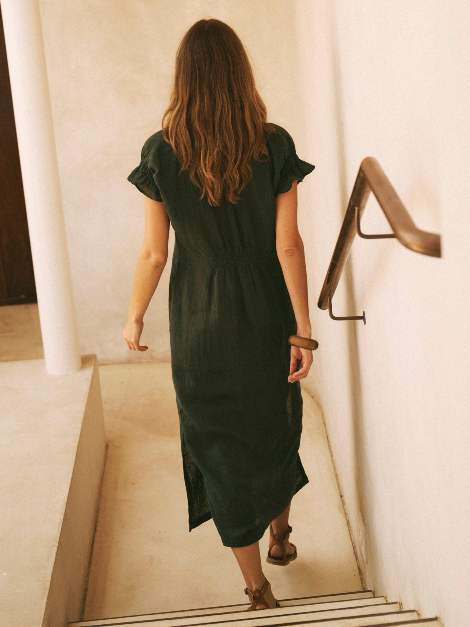Sasha gauze linen dress - Khaki - Image 5