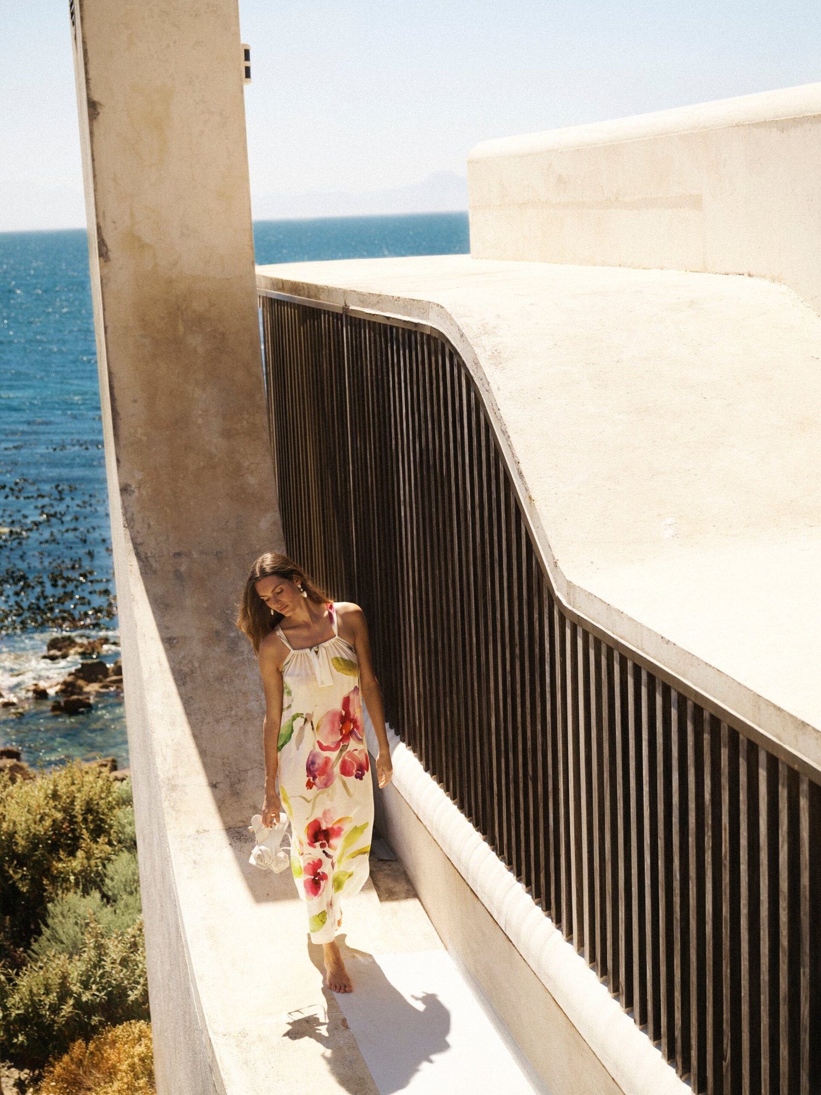 Sheena silk orchid print maxi dress - Oyster - Image 9