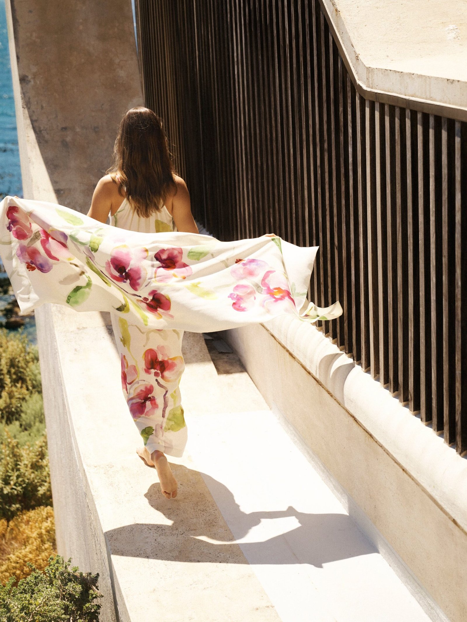 Sheena silk orchid print maxi dress - Oyster - Image 13