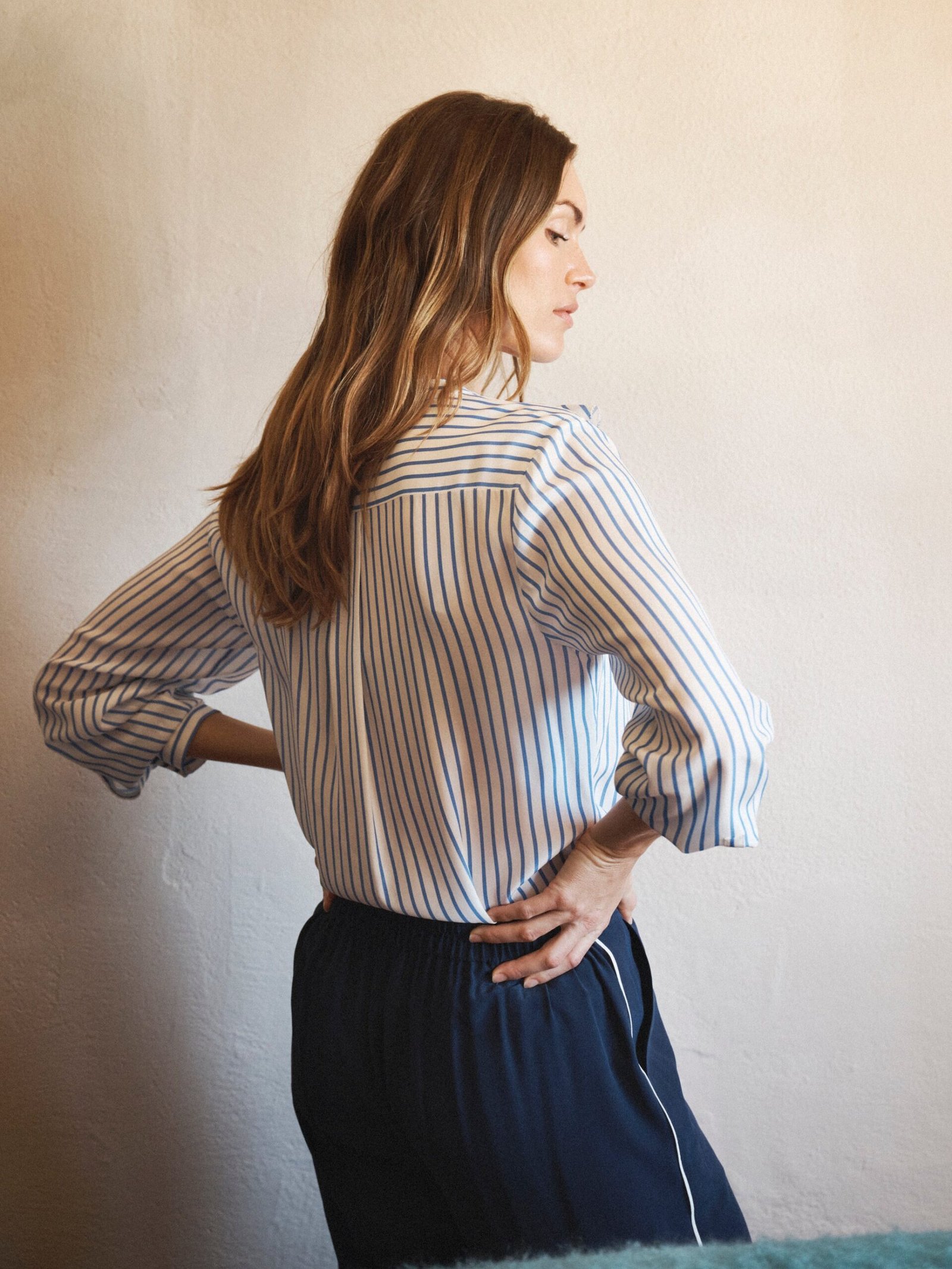 Harri silk stripe shirt - Azure & Ivory - Image 7
