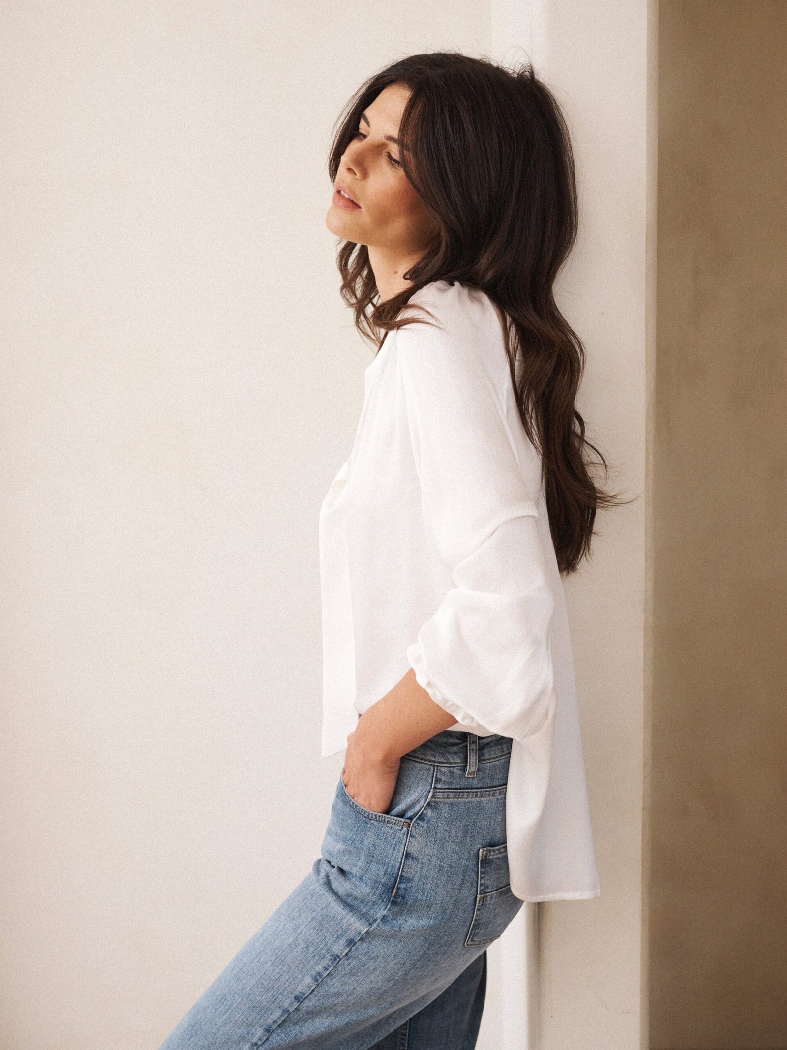 Teagan silk satin shirt - Ivory - Image 5