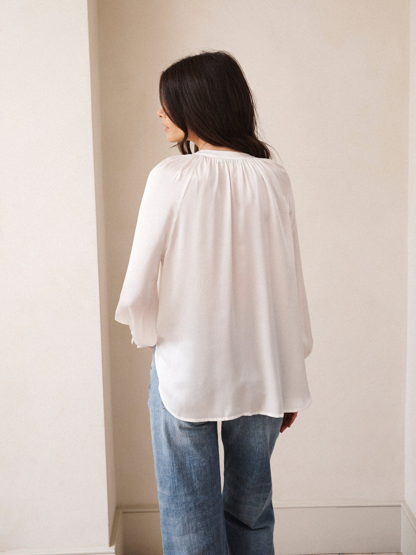 Teagan silk satin shirt - Ivory - Image 4