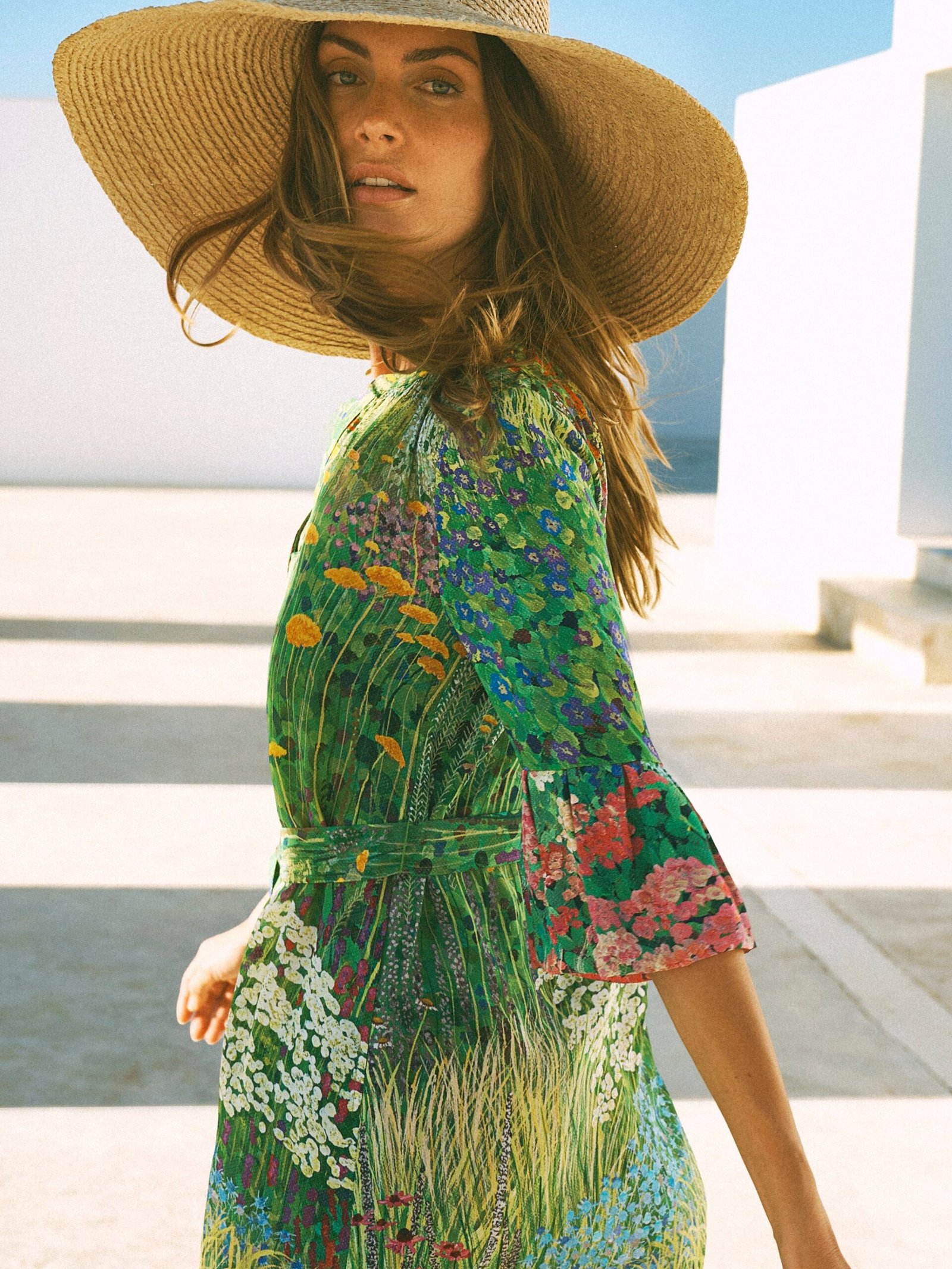 Zafia silk garden path print dress