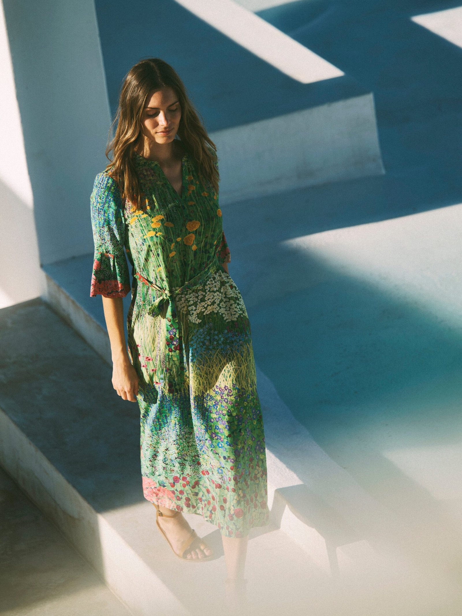 Zafia silk garden path print dress - Image 9