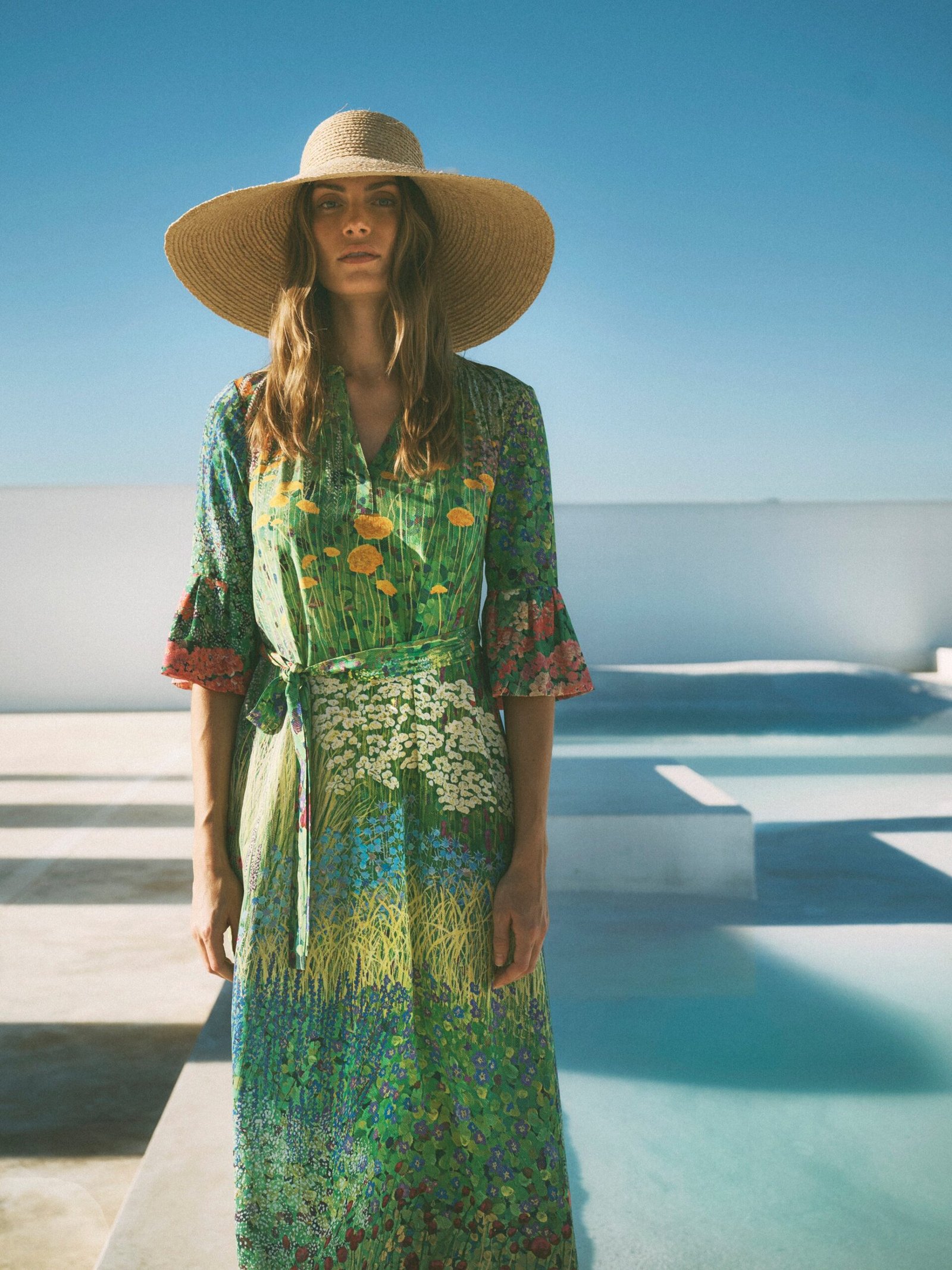 Zafia silk garden path print dress - Image 3