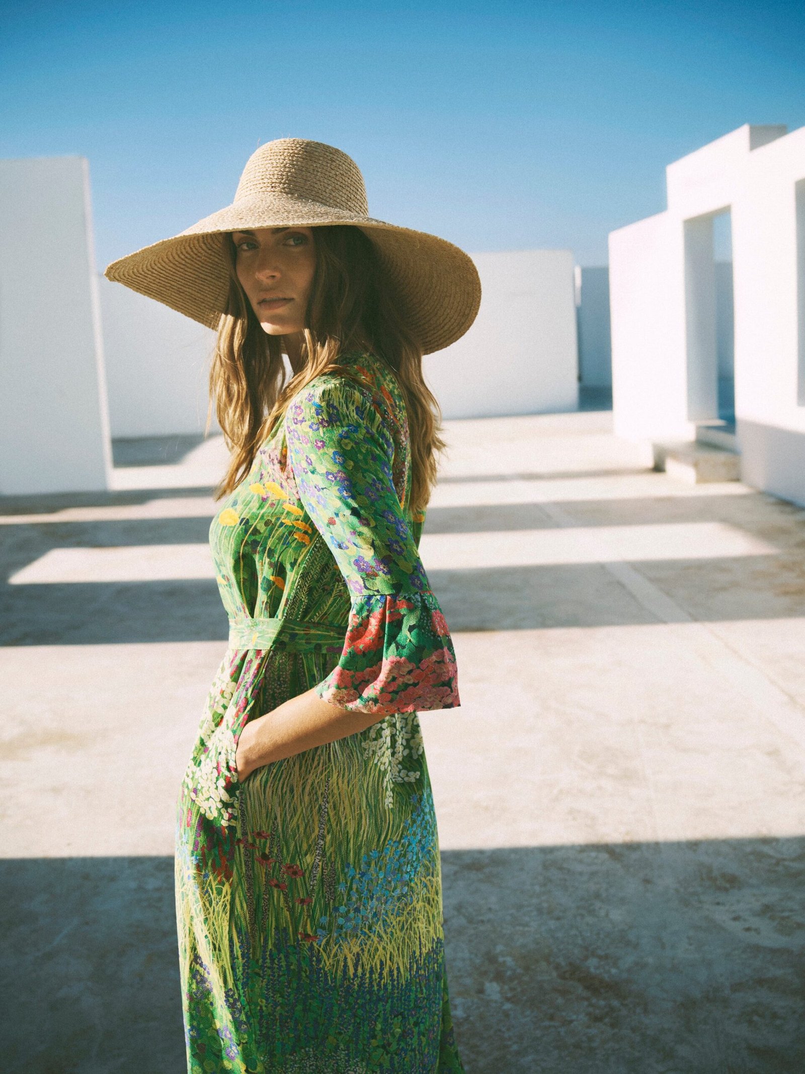 Zafia silk garden path print dress - Image 11