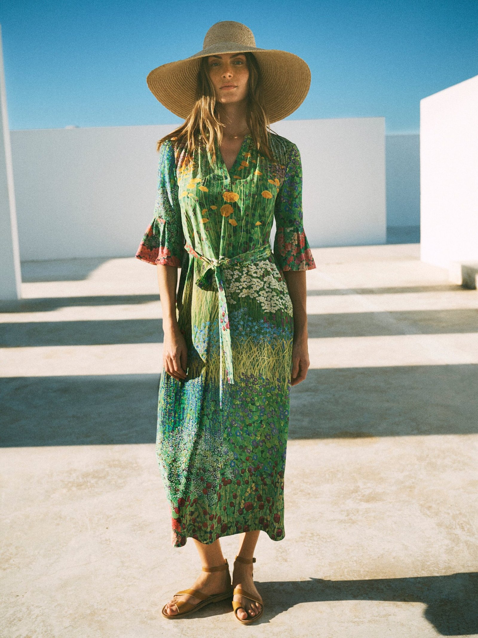 Zafia silk garden path print dress - Image 4