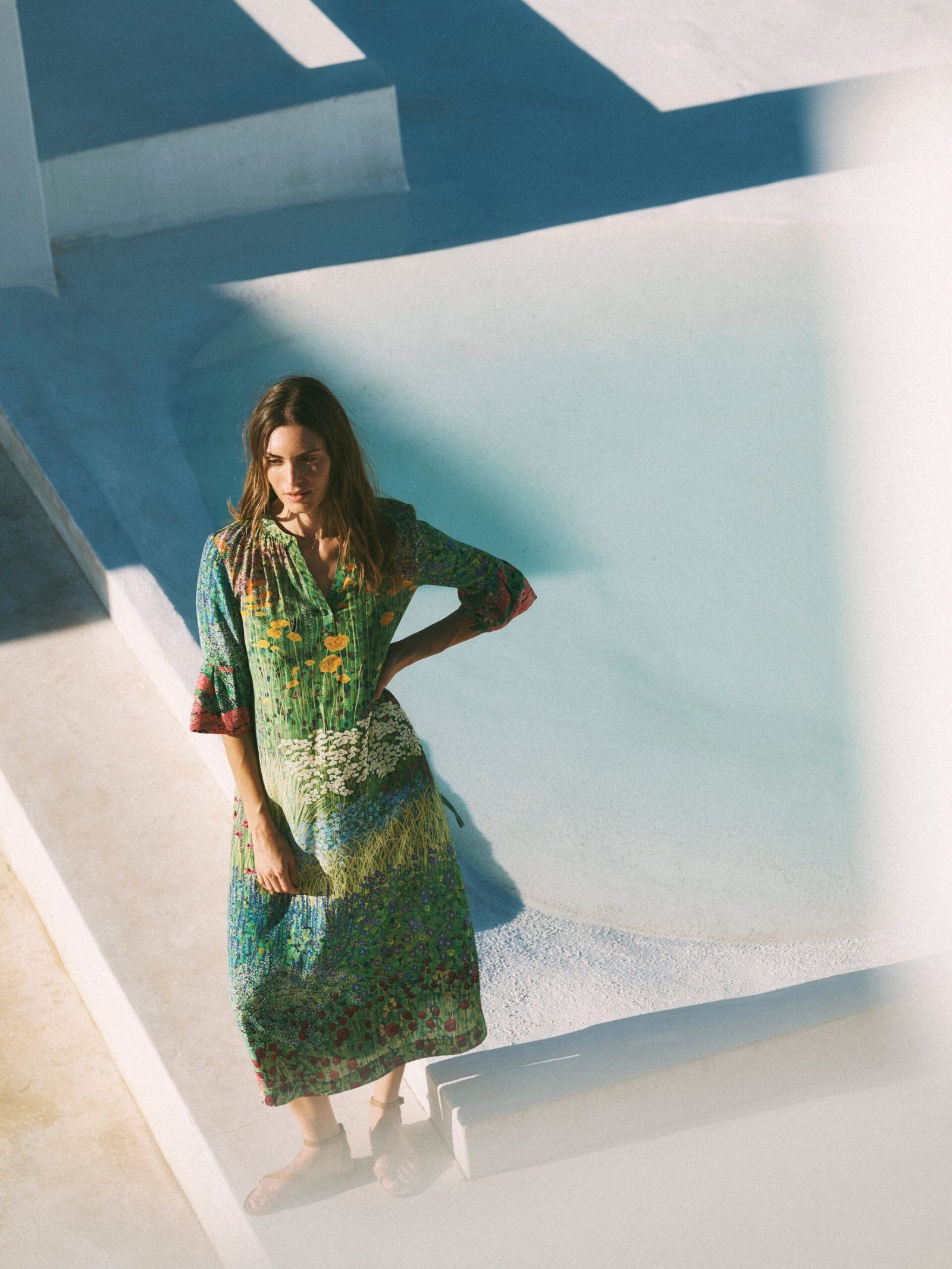 Zafia silk garden path print dress - Image 8