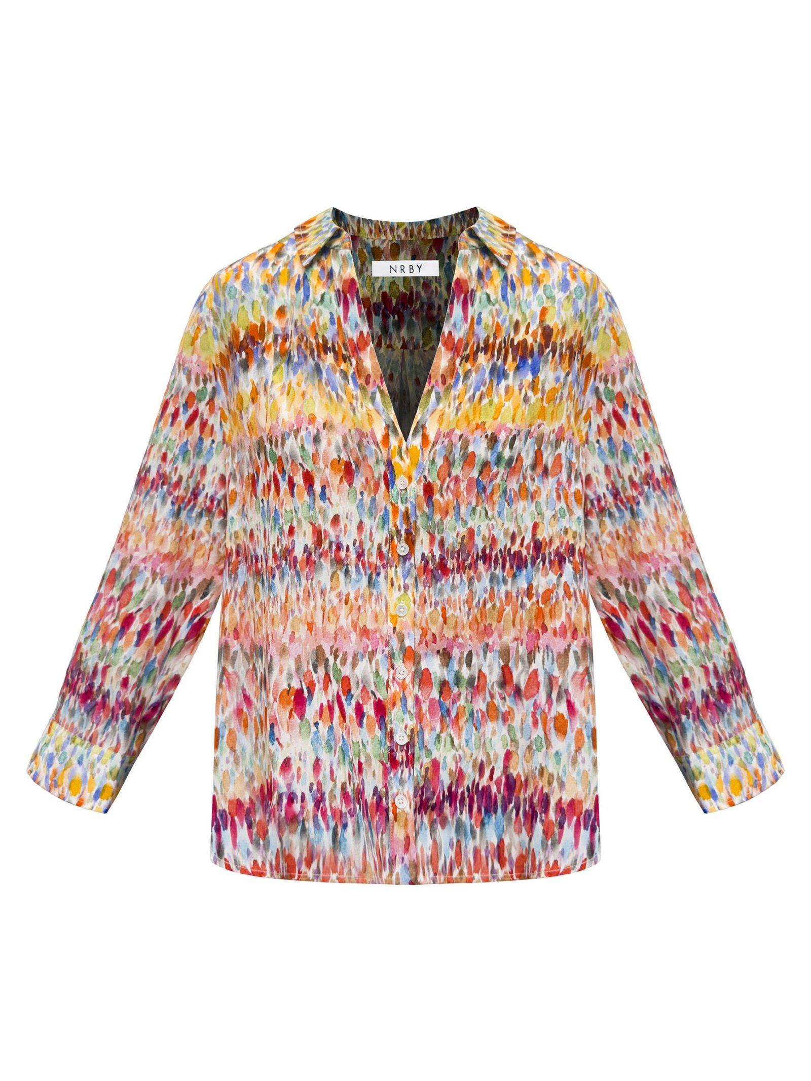 Opal silk watercolour splash print shirt - Image 8
